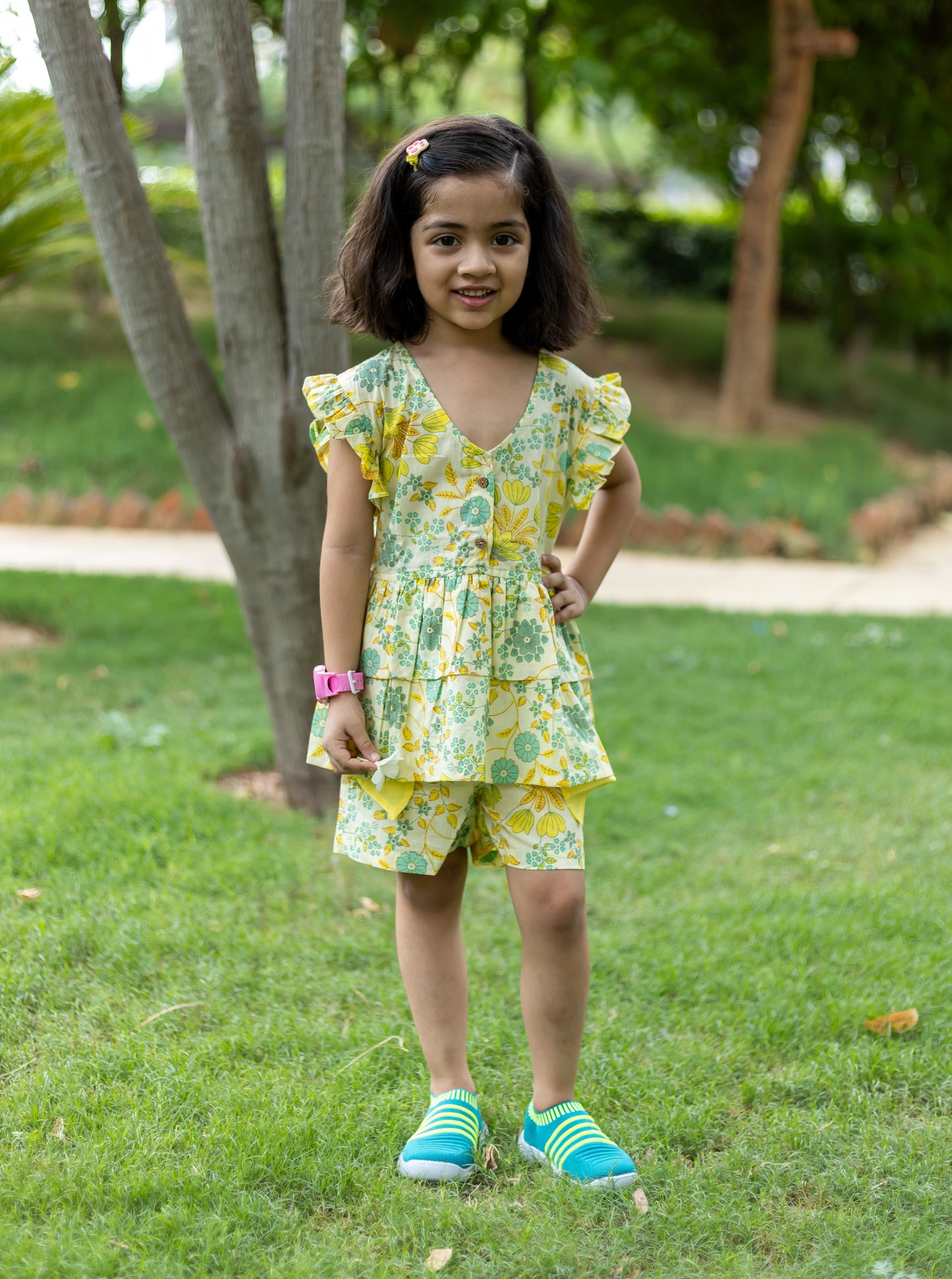 Girls Noor Pure Cotton Clothing Set - Lemon Yellow