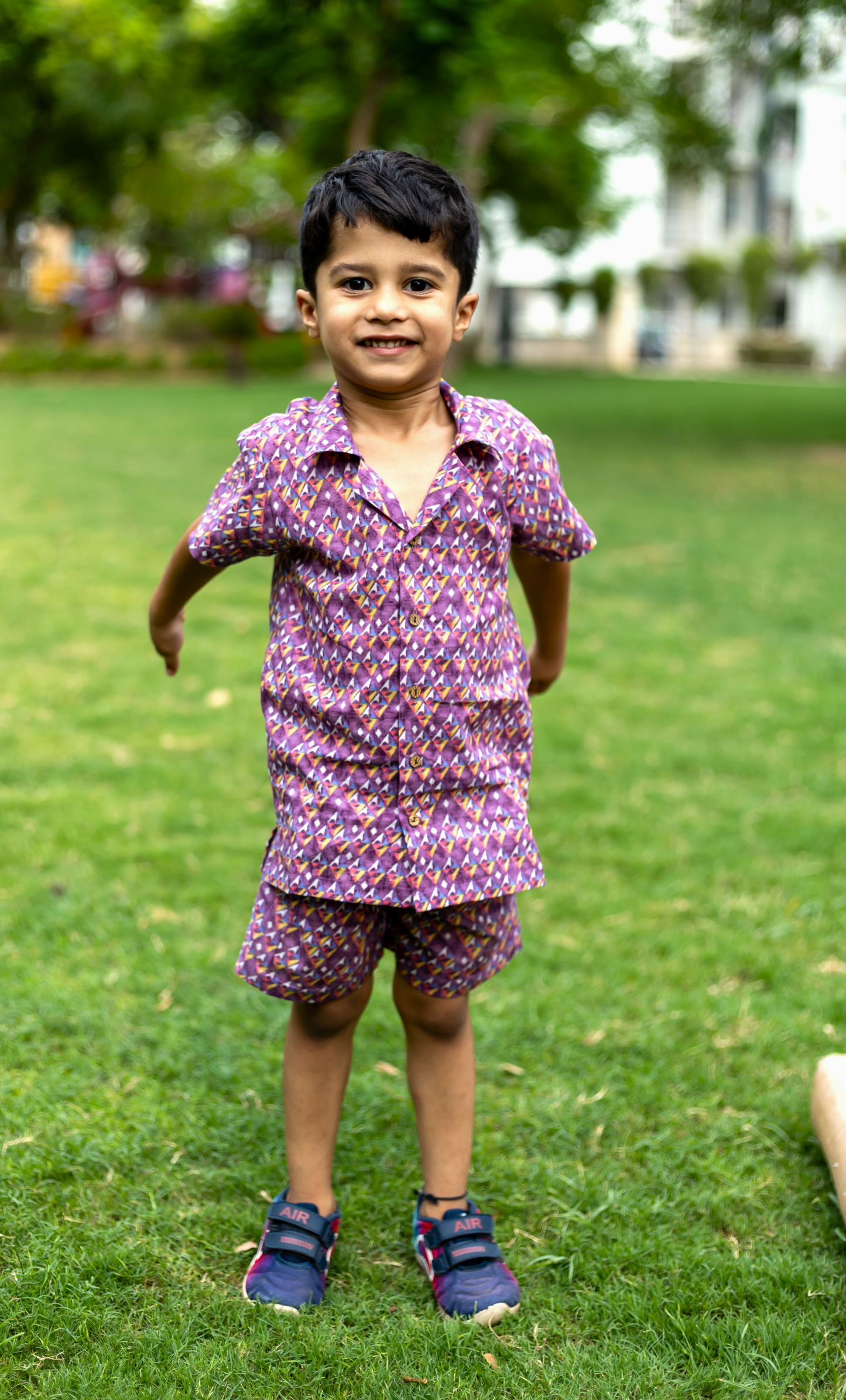Boys Aster Pure Cotton Printed Clothing Set - Lavender
