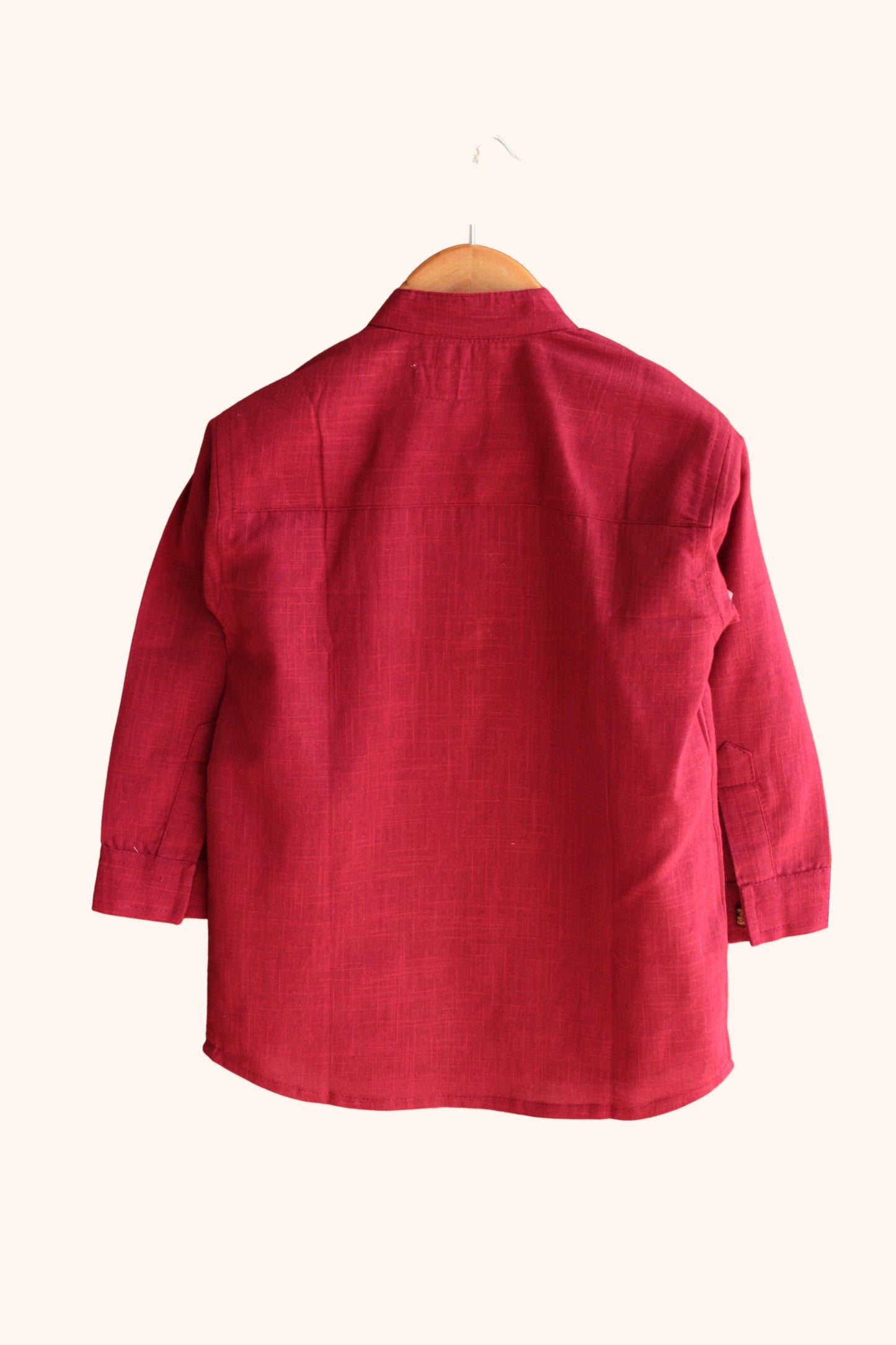 Boys Pure Cotton Red Shirt with pintucks detailing