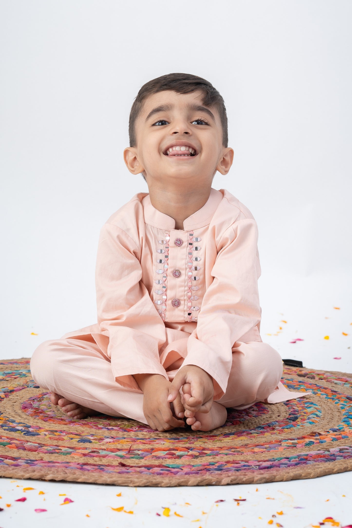 Boys Sitara Kurta Pant ethnic clothing set - Dust Pink