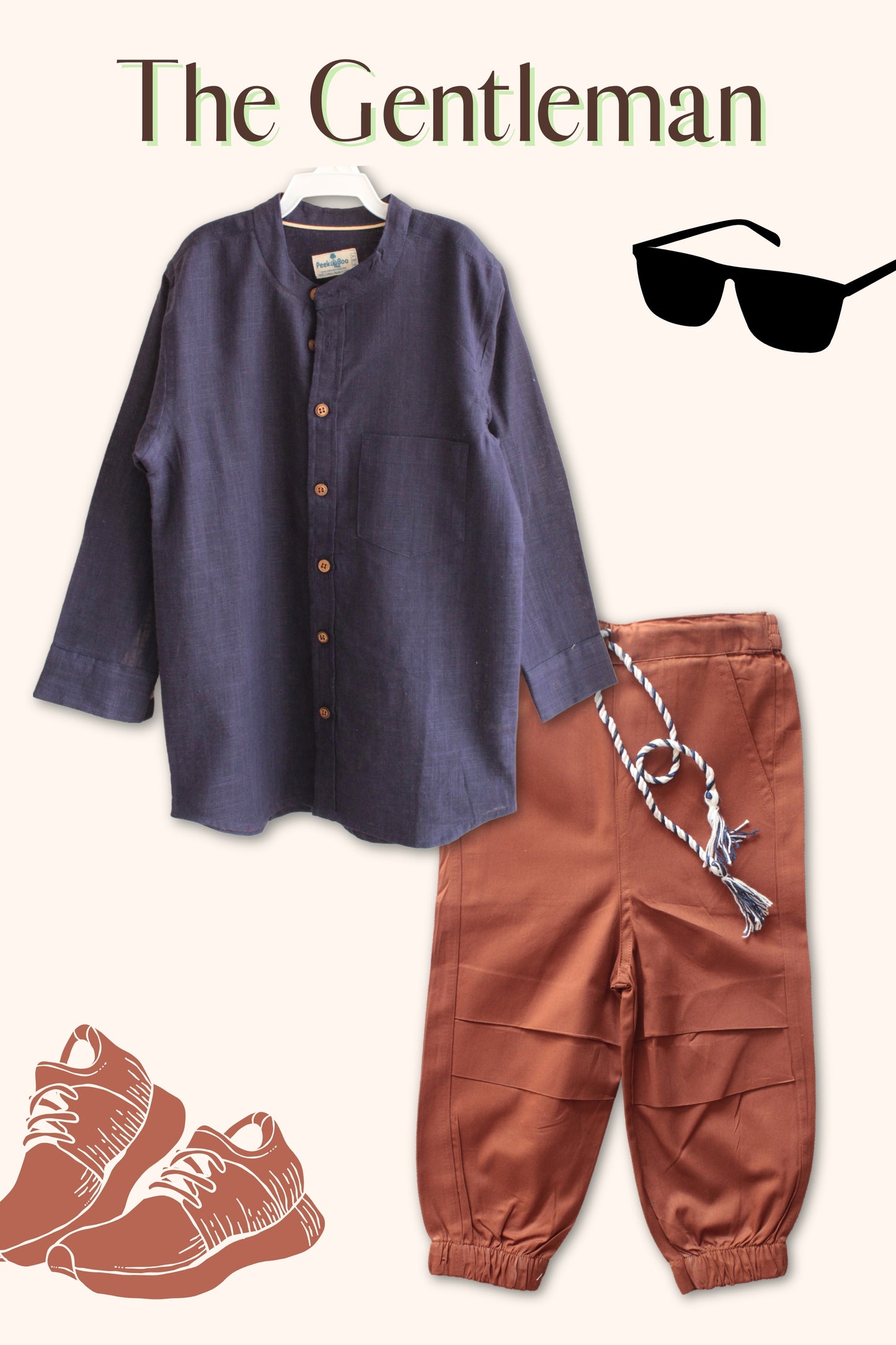 Boys Gentleman Pure Cotton Classic Clothing Set - Navy Blue