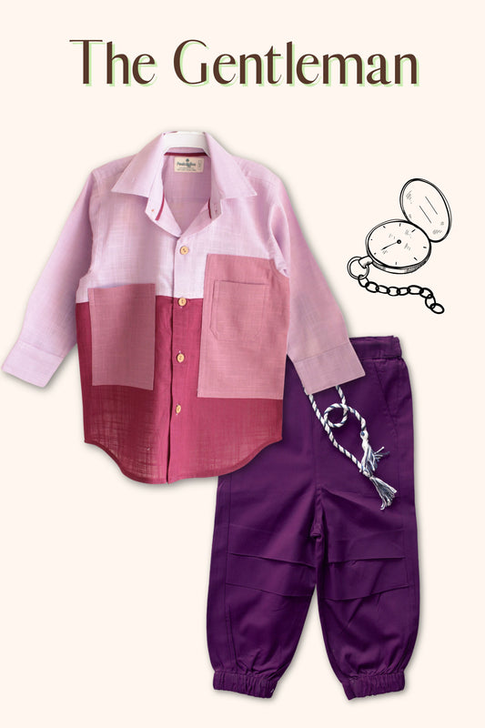 Boys Gentleman Pure Cotton Classic Clothing Set - Mauve