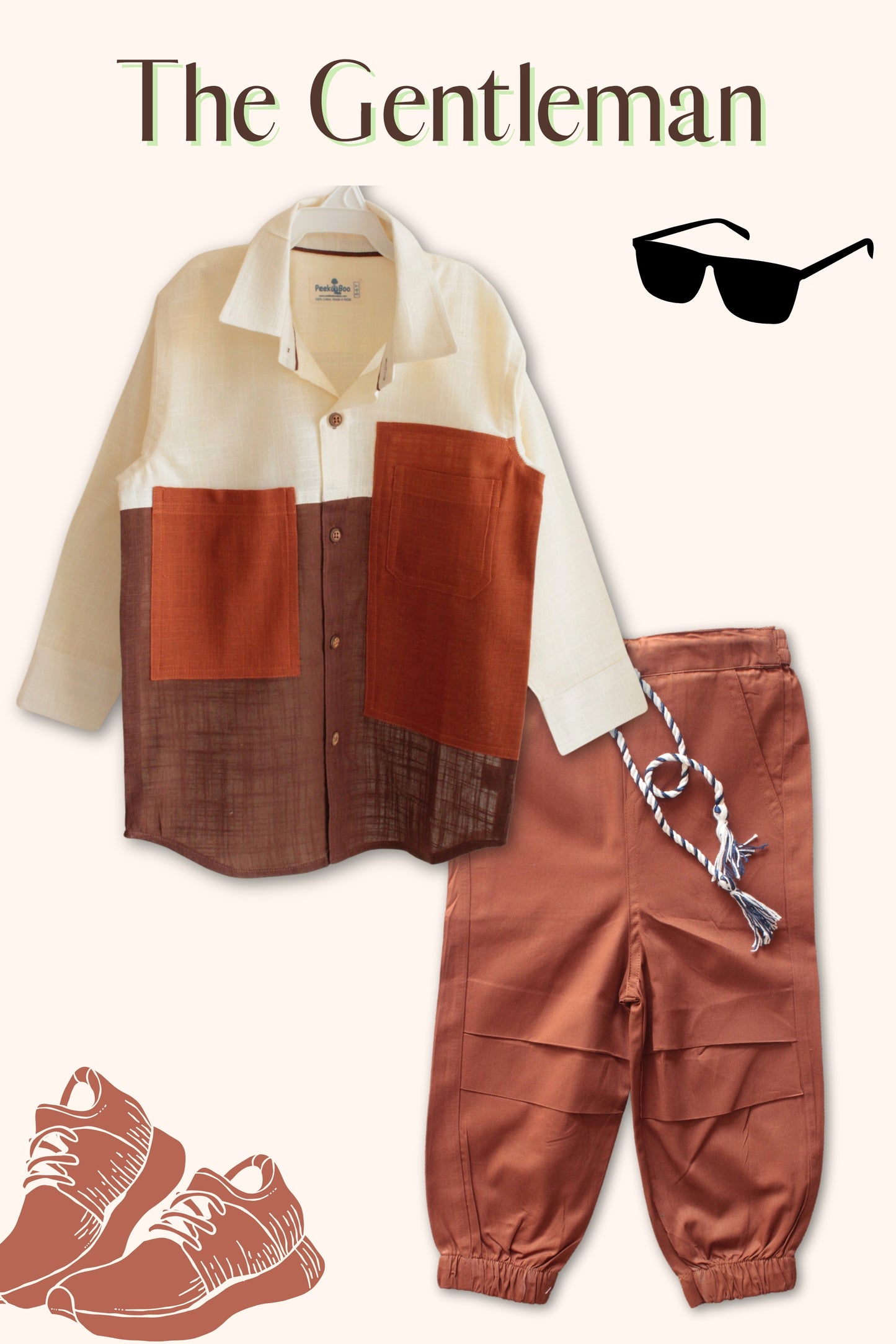 Boys Gentleman Pure Cotton Classic Clothing Set - Brown