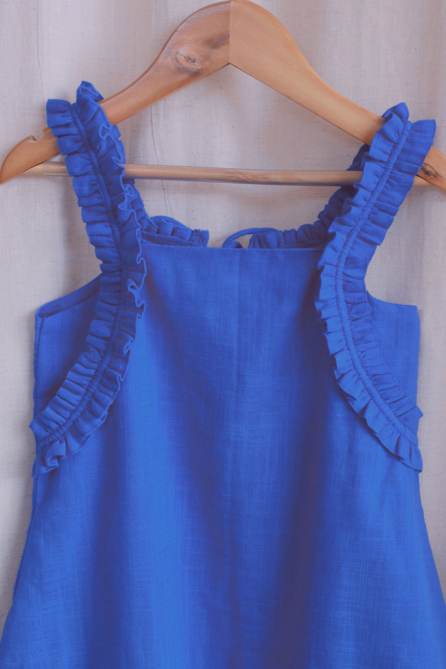 Girls Barbie Solid A-line gathered dress - Blue