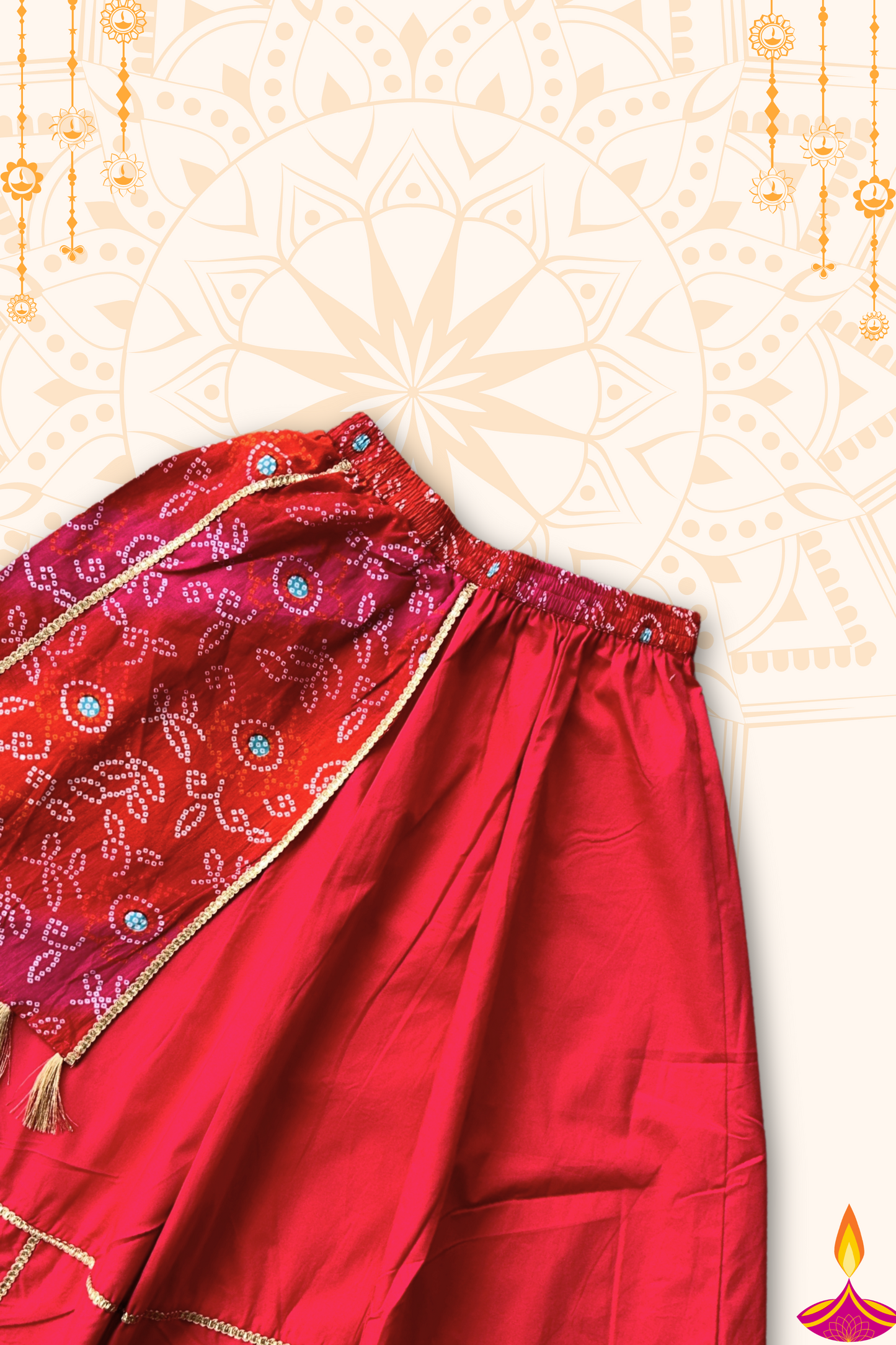 Girls Dholna Pure Cotton Chaniya Choli Ethnic Clothing set - Pink