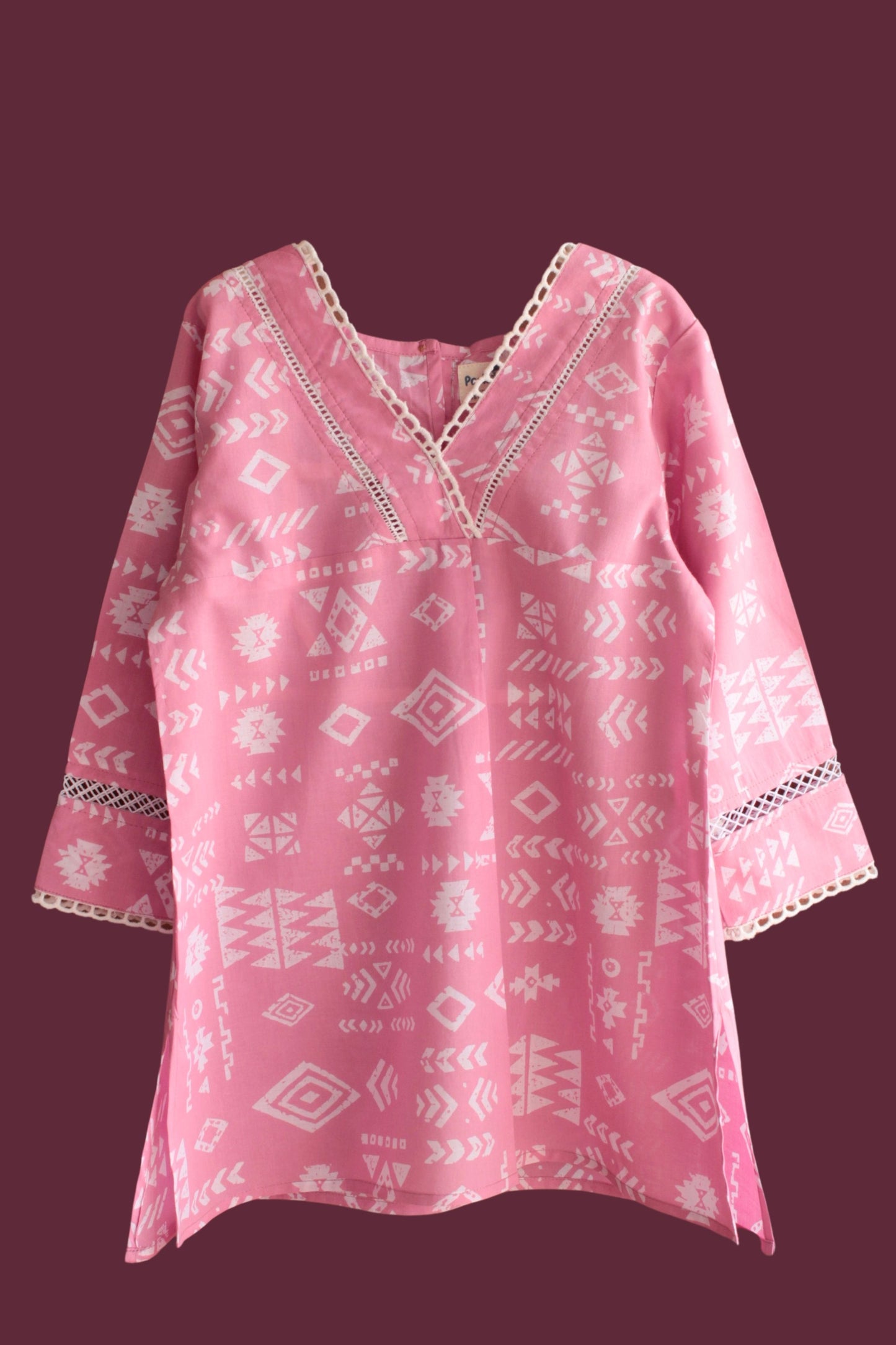 Girls Bahara Pure Cotton Clothing Set - Pink / Green