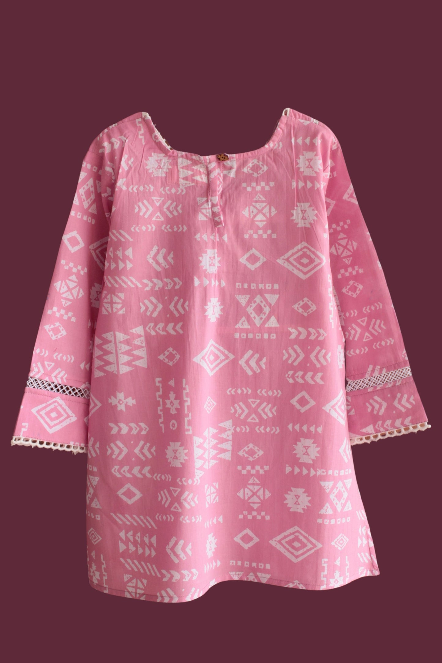 Girls Bahara Pure Cotton Clothing Set - Pink / Green