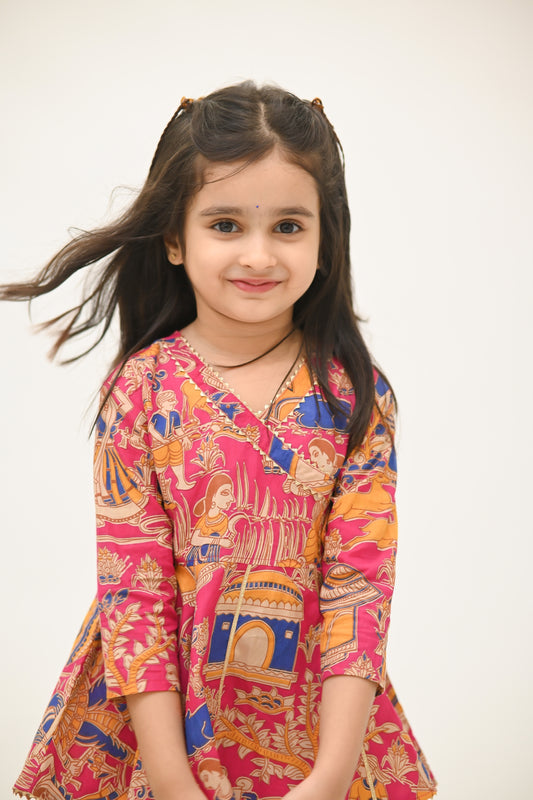 Girls Radhe top and dhoti pants ethnic clothing set - Pink
