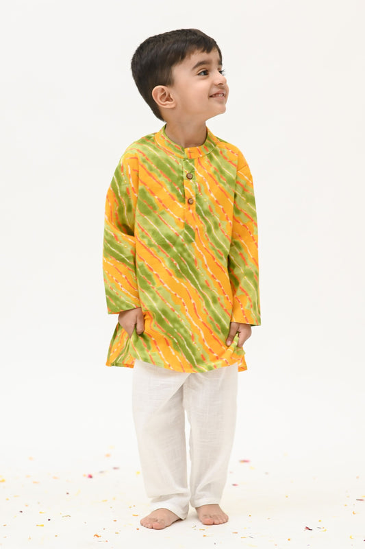 Boys Saavan 2.0 Pure Cotton Ethnic Clothing set - Green Lehriya