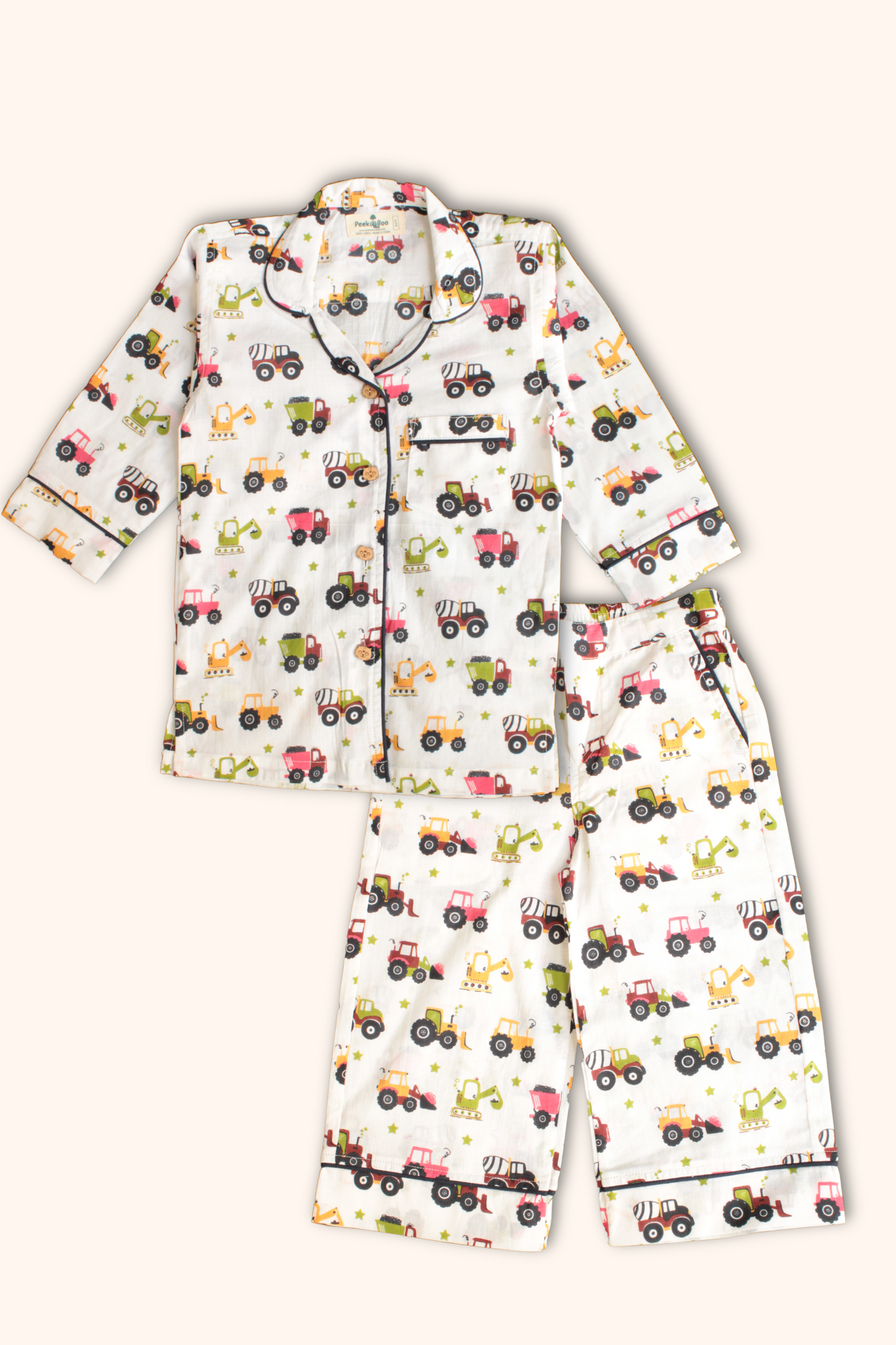 Pure Soft Cotton Printed Night Suit - Farmville - Peekaaboo Kids - Below 1000, Boys, Clothing Set, Coord Set, Featured, Lounge wear, Loungewear