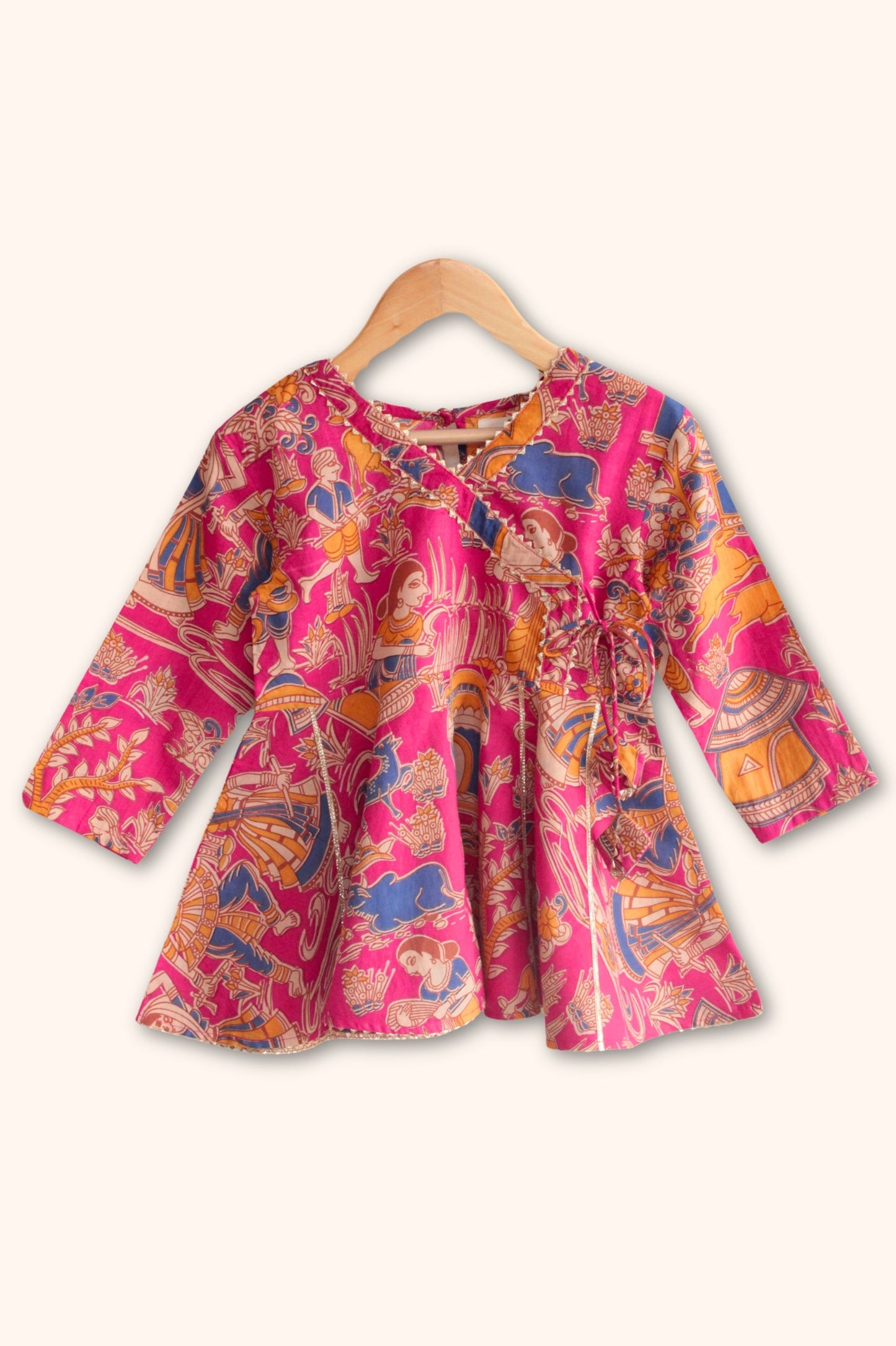 Girls Radhe top and dhoti pants ethnic clothing set - Pink