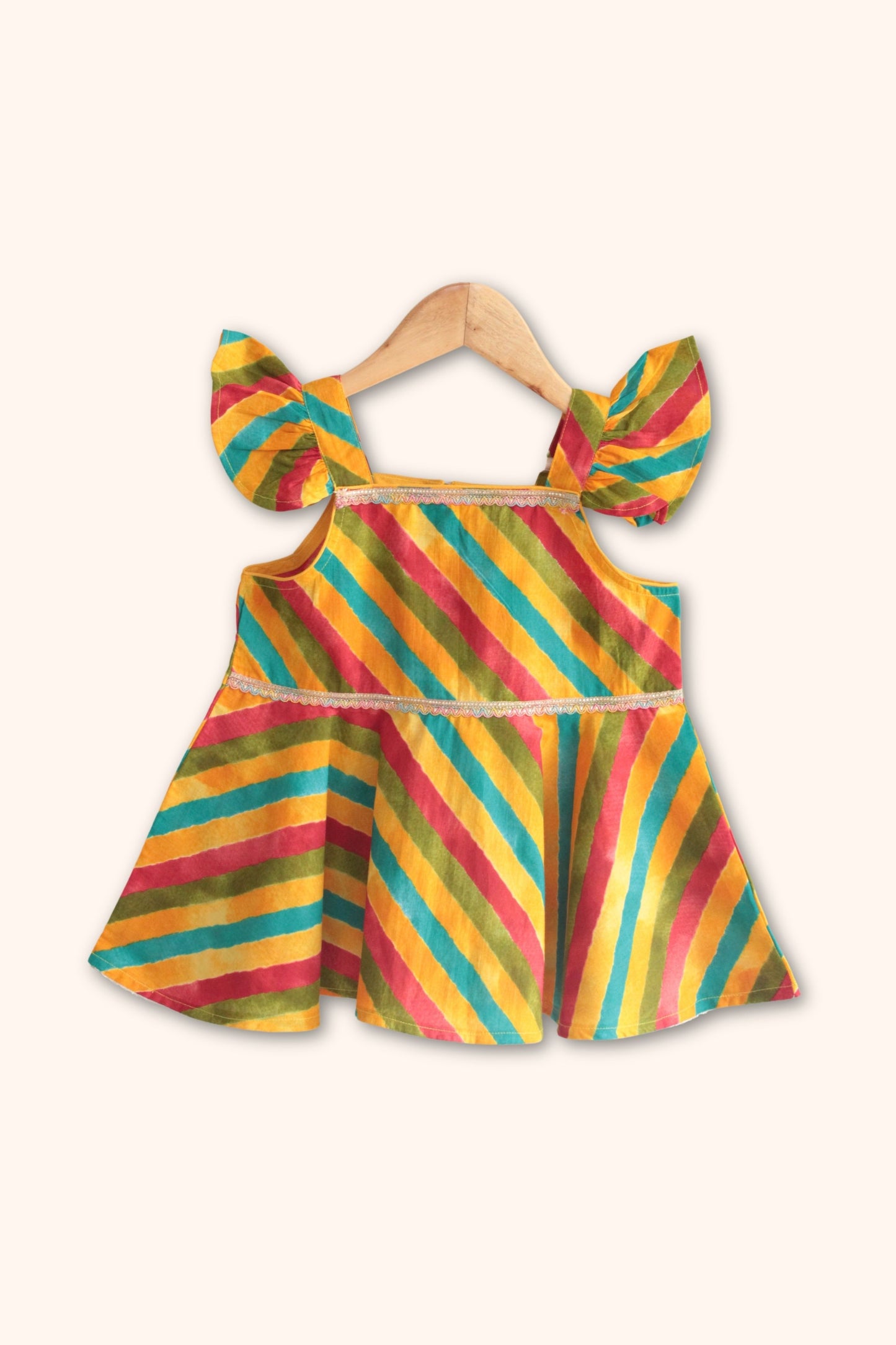 Girls Saavan 2.0 Pure Cotton Kurti Salwar & Dupatta Ethnic Clothing set - Multicolor Leheriya