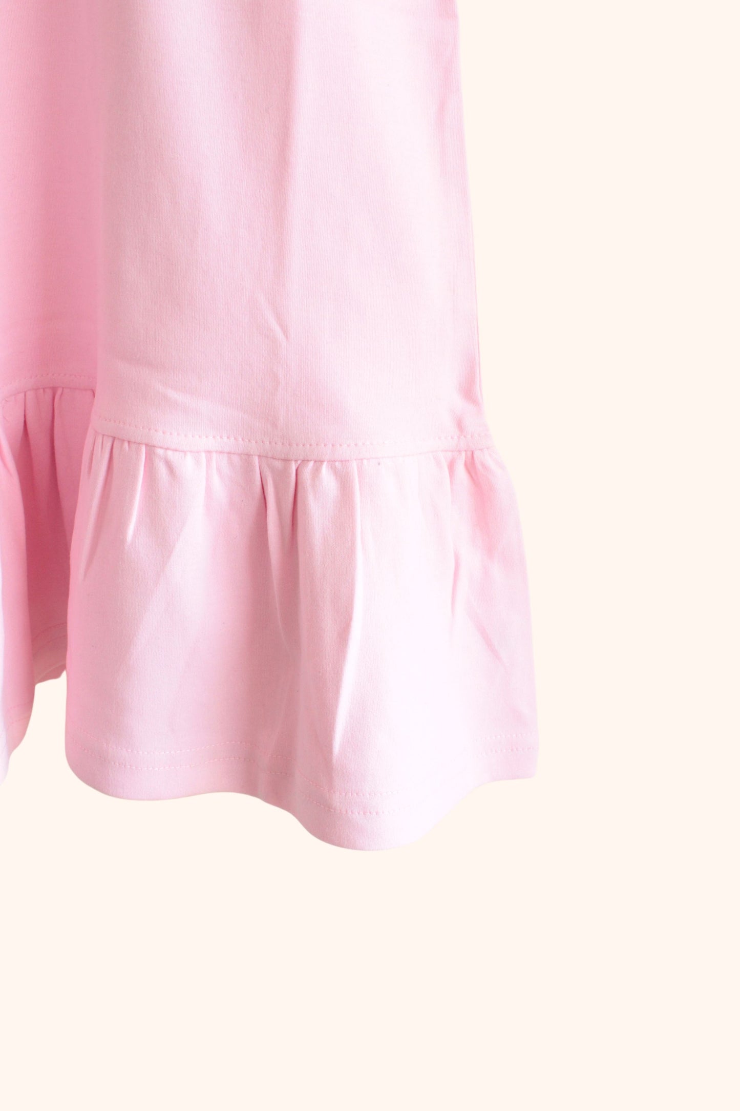 Girls 100% Cotton Knit Pink Dress with Shirt Collar