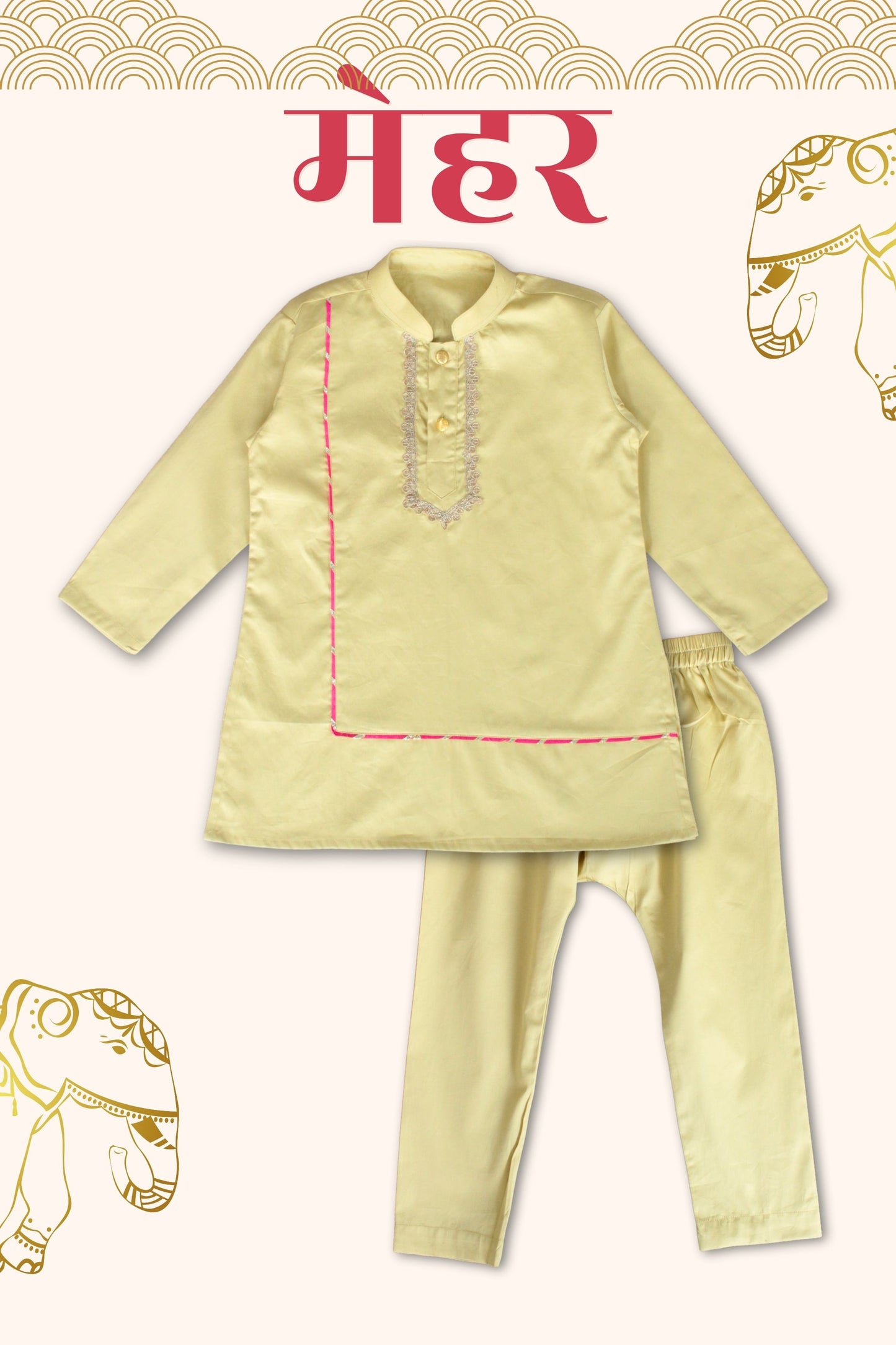 Boys Meher Kurta Pant ethnic clothing set - Pista Green