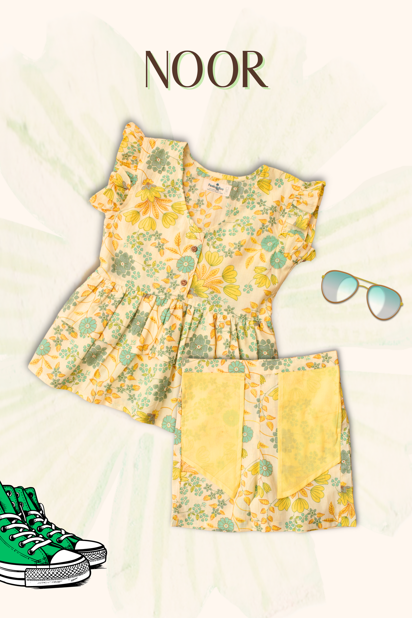 Girls Noor Pure Cotton Clothing Set - Lemon Yellow