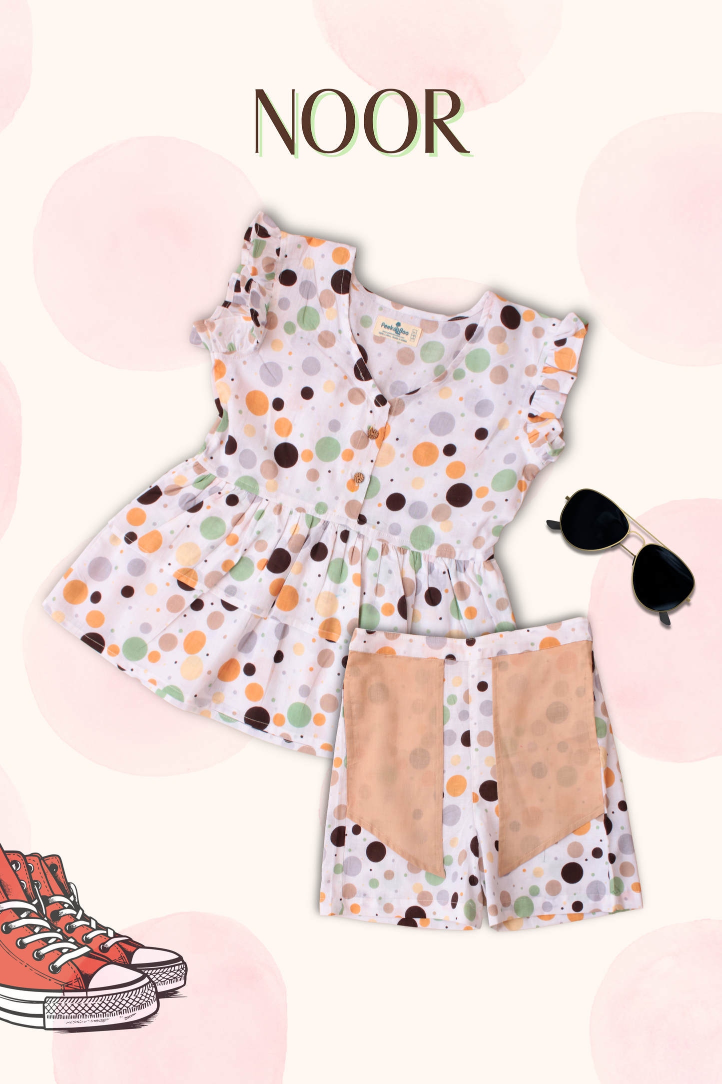 Girls Noor Pure Cotton Clothing Set - Polka Dot