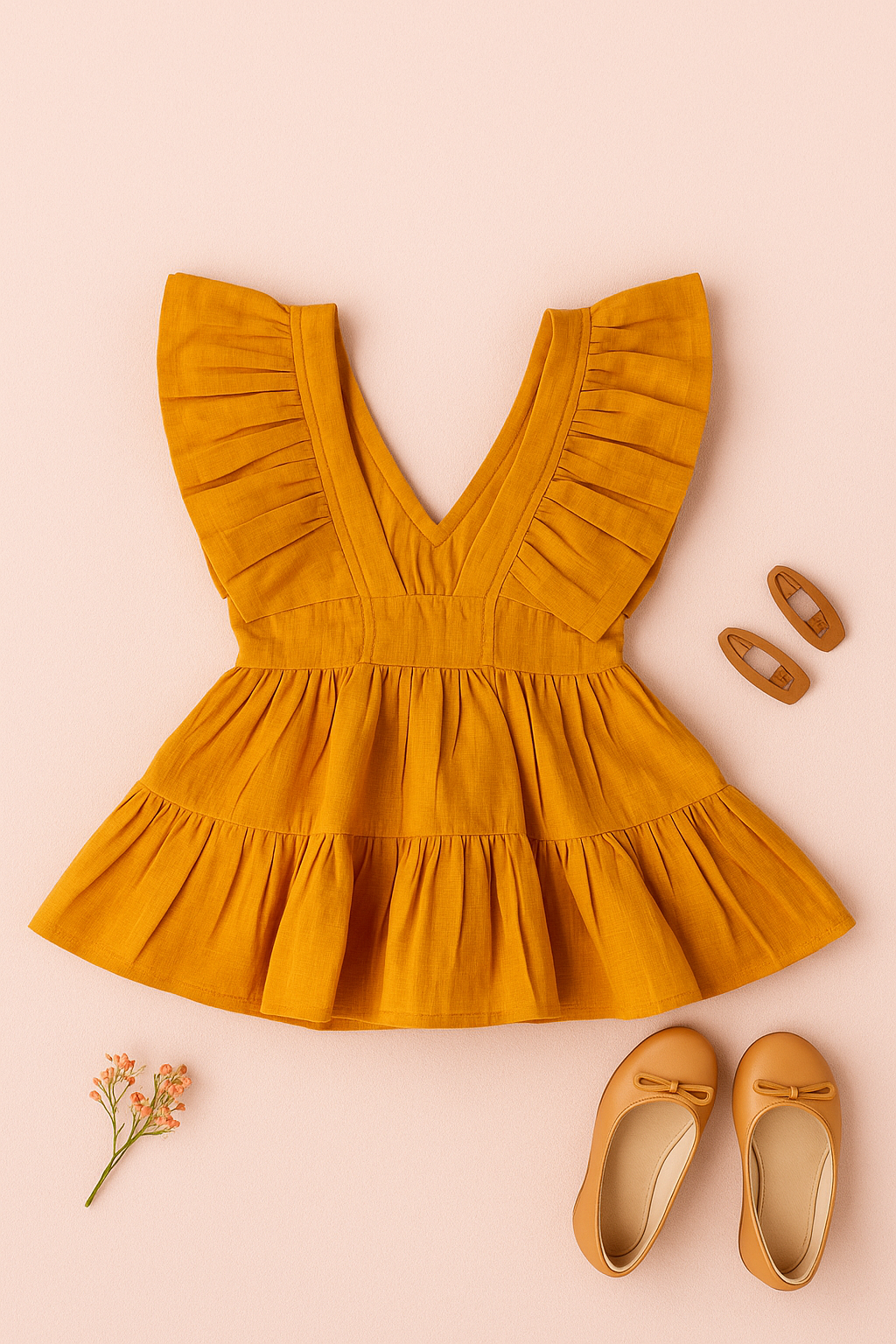 Girls Saba Backless Party Wear Dress - Mustard