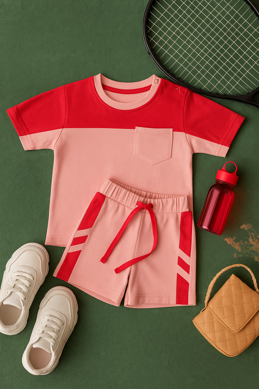 Boys Thunderbolt 100% Cotton Clothing Set - Red - Onion
