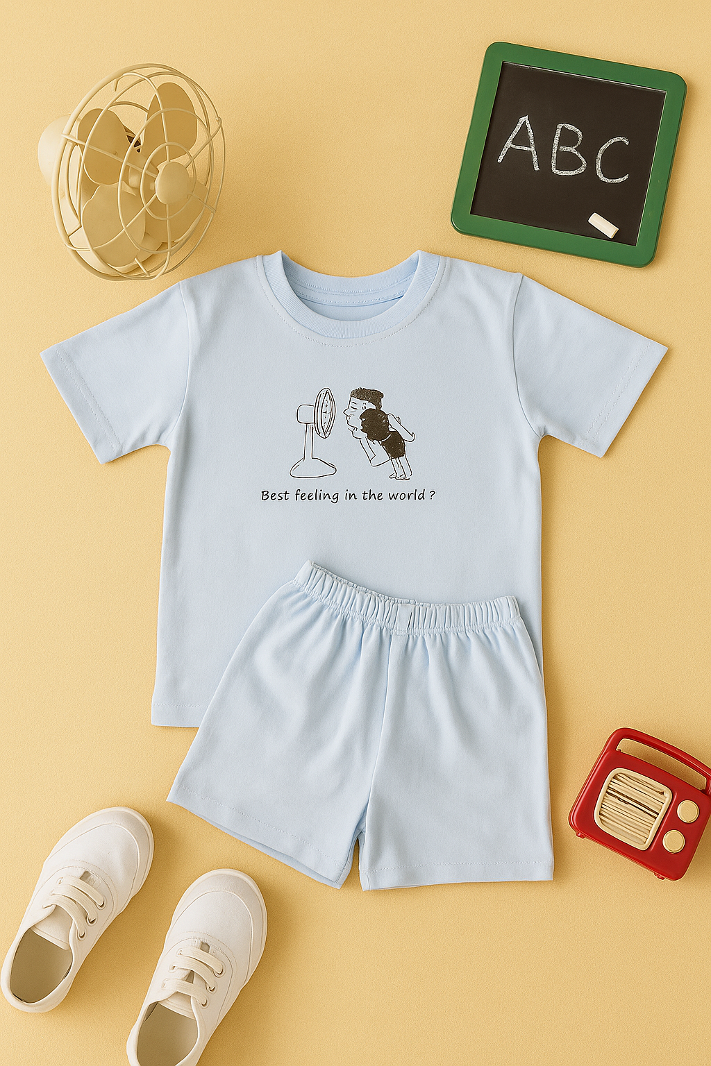 Boys Nostalgia 100% Cotton Clothing Set - Light Blue