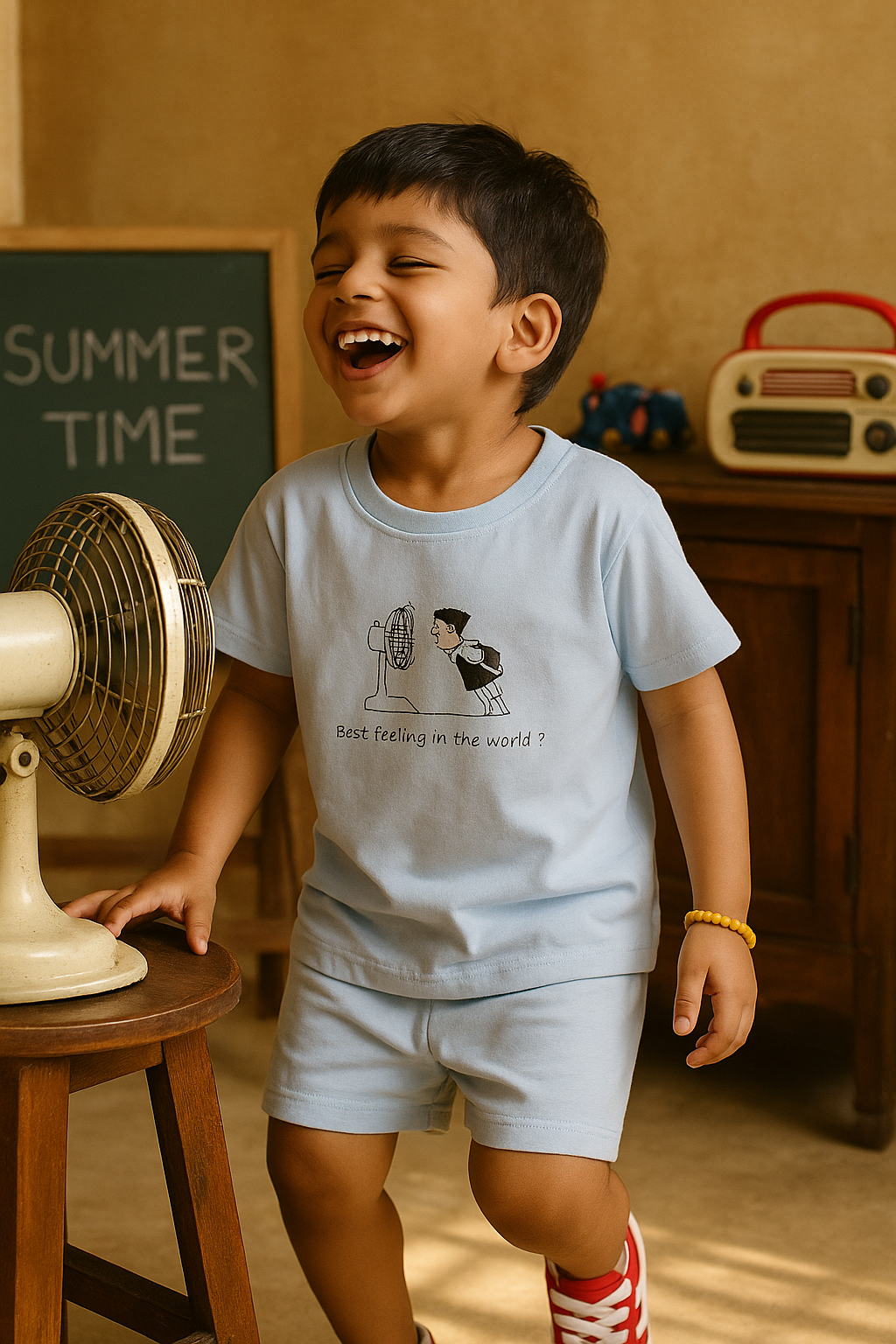 Boys Nostalgia 100% Cotton Clothing Set - Light Blue