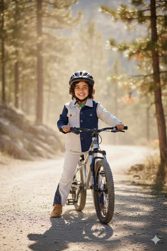Girls Casablanca Color Block Shacket with Pants Set - Blue & Grey