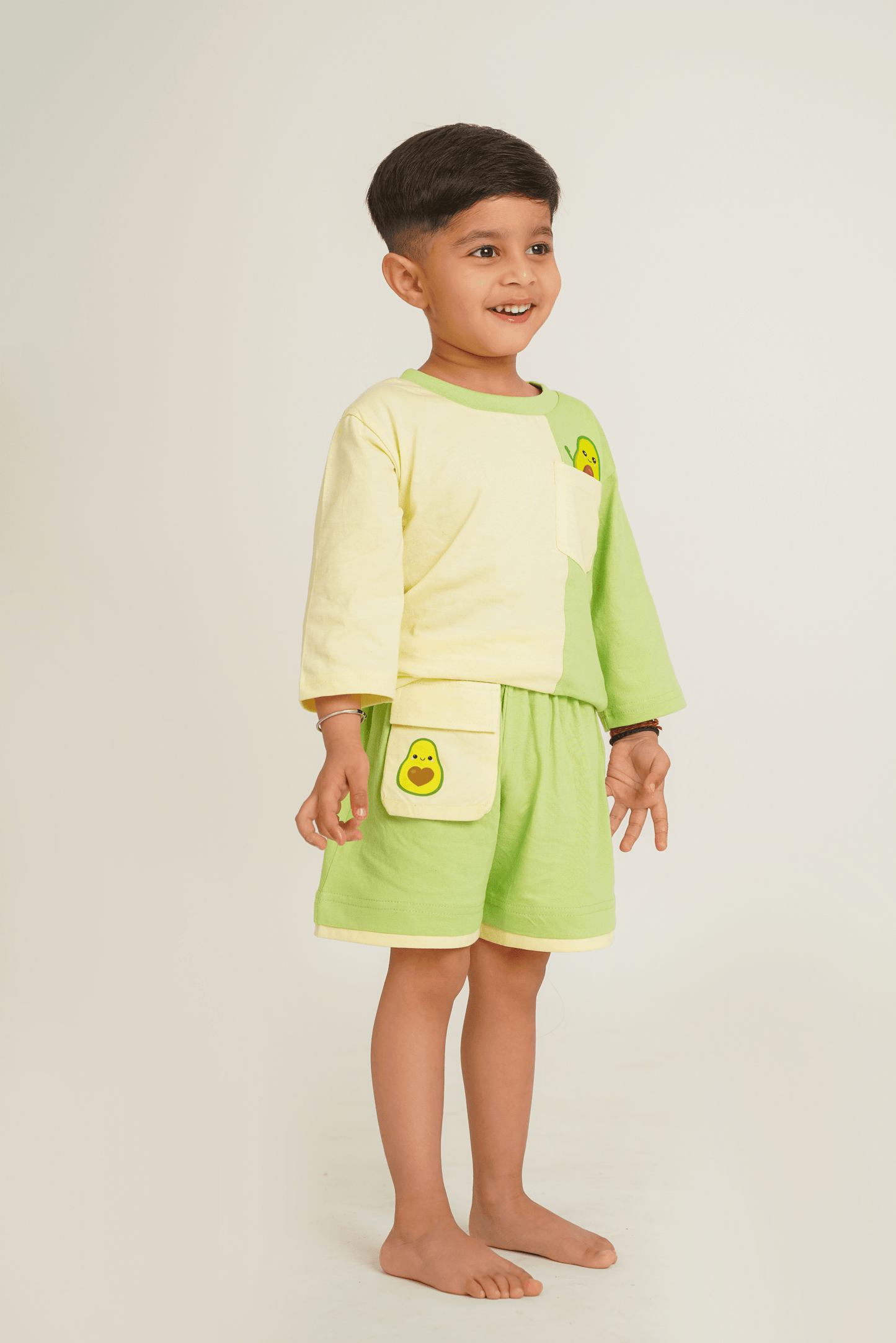 Boys 100% Cotton Knit Set with avocado print - Green - Peekaaboo Kids - Below 1000, Boys, Coord Set