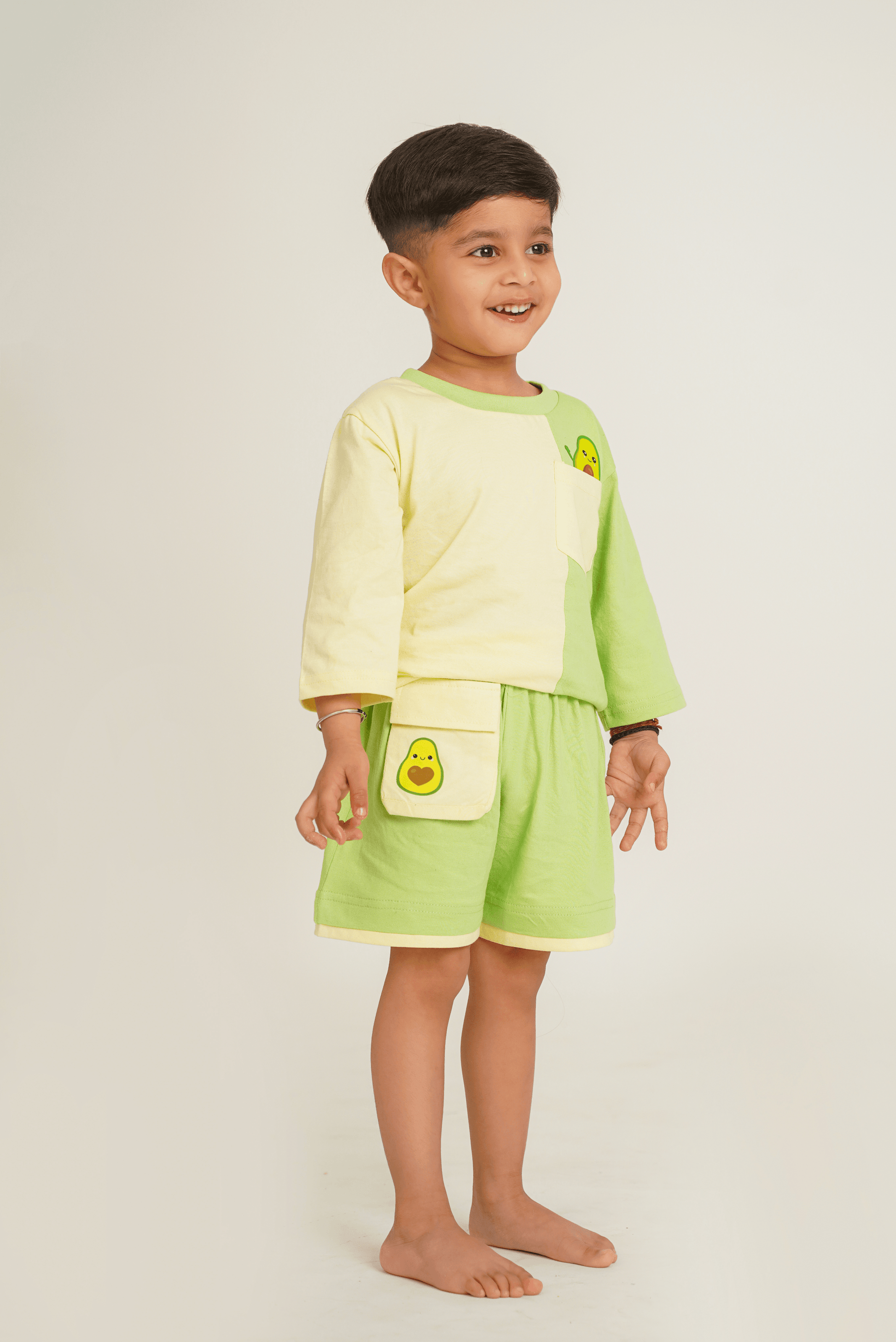 Boys 100% Cotton Knit Set with avocado print - Green - Peekaaboo Kids - Below 1000, Boys, Coord Set