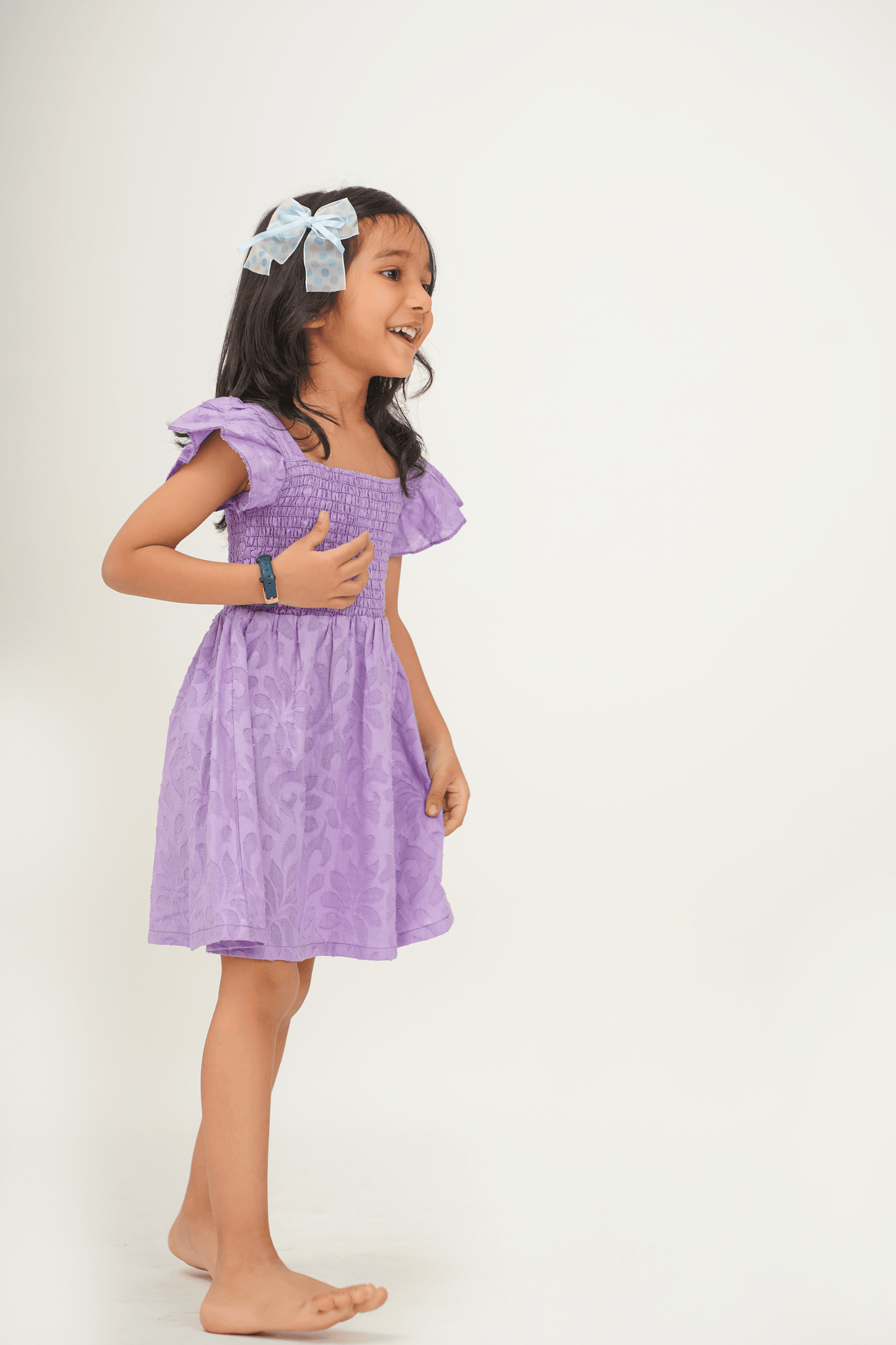 Girls Textured Cotton Smocking chest Dress with free headband - Peekaaboo Kids - Below 1000, Dress, Girls, Jacquard