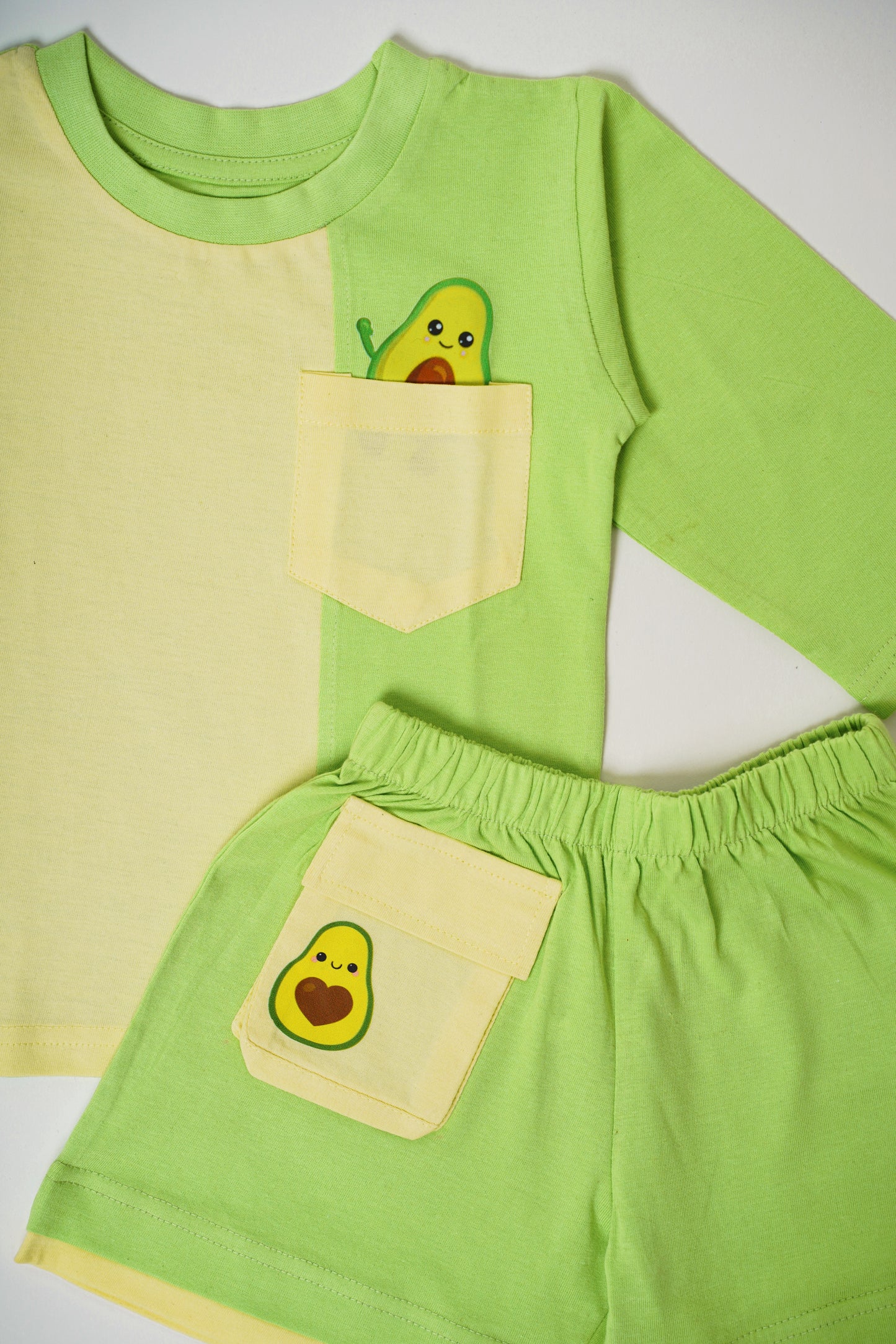 Boys 100% Cotton Knit Set with avocado print - Green