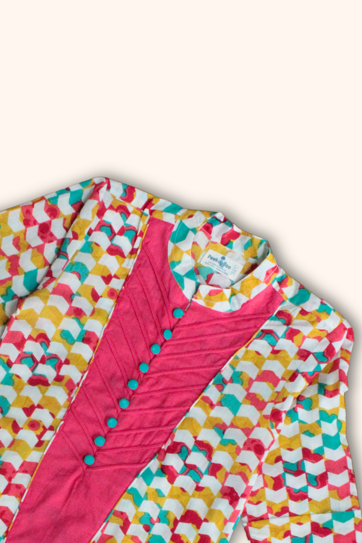 Boys Afghani Color Block Short Kurta with Salwaar Ethnic Clothing Set - Pink