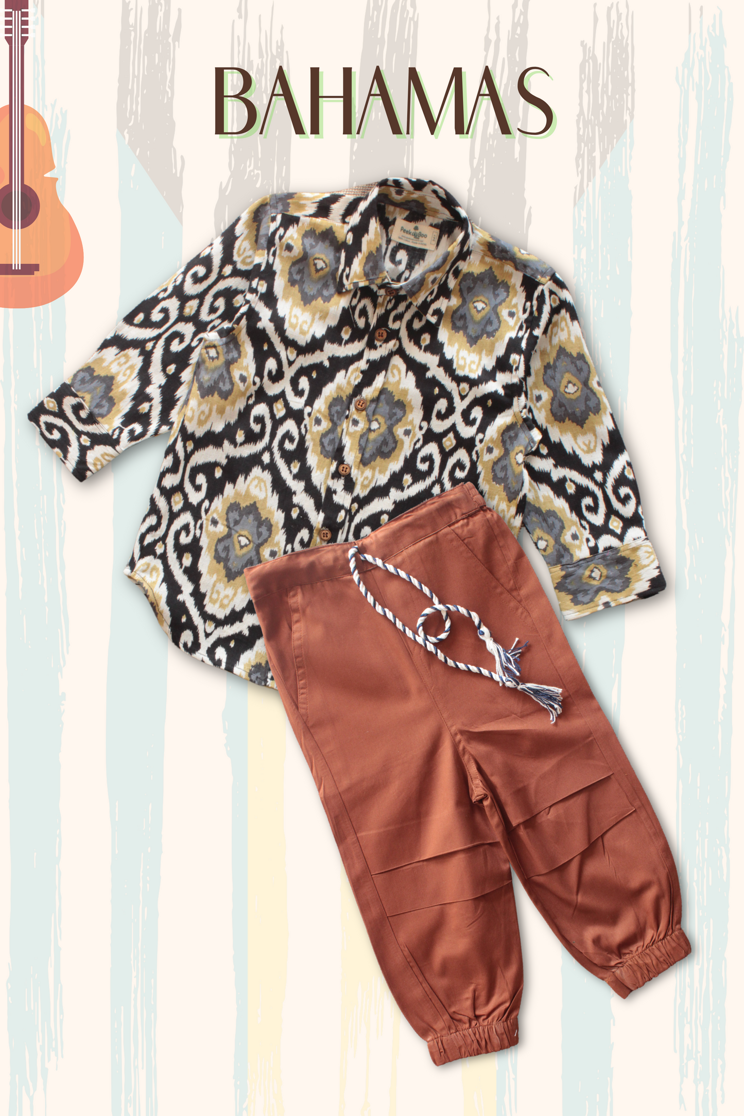 Boys Bahamas Resort Wear Set - Black & Brown