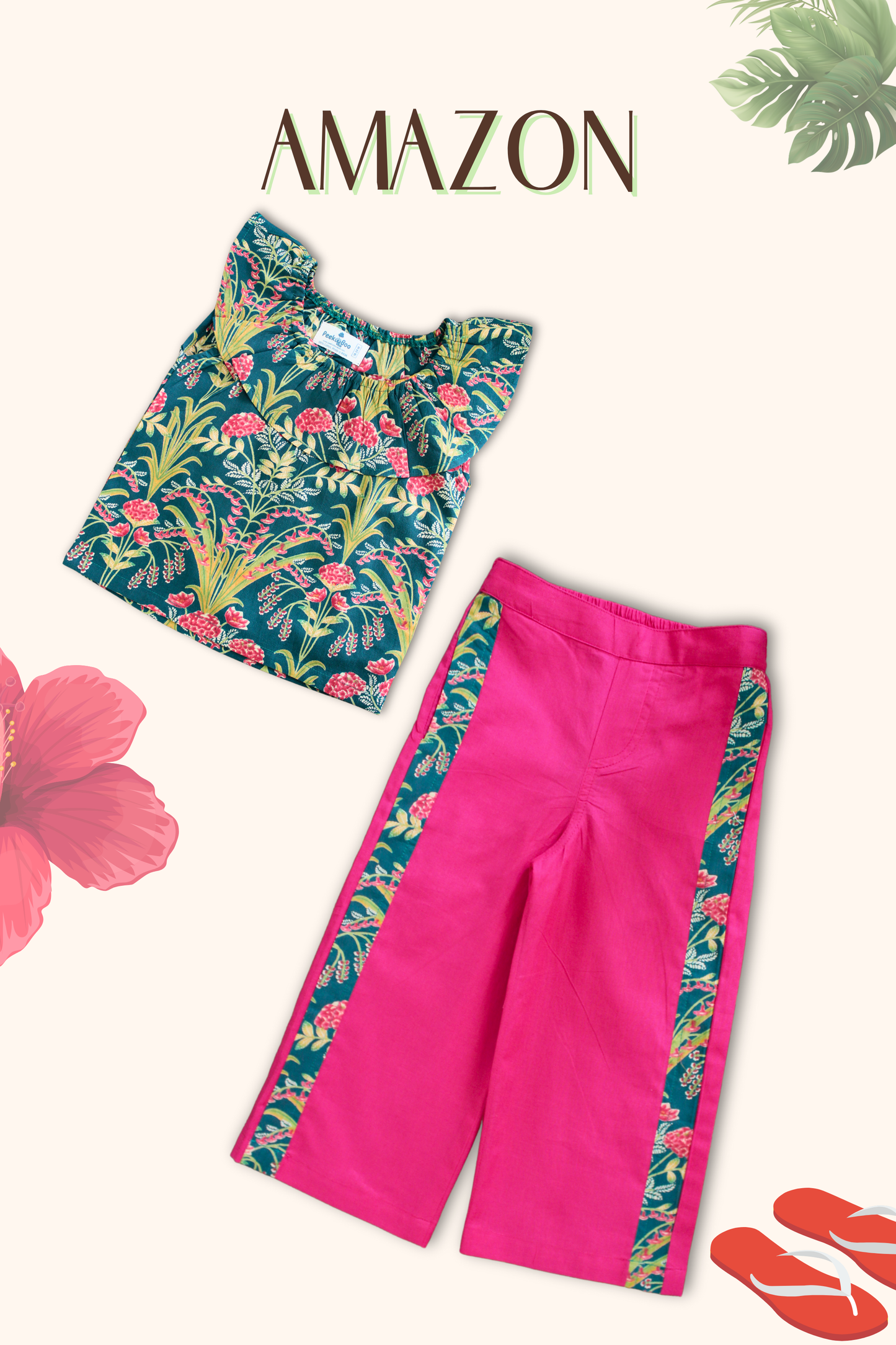 Amazon Pure Cotton Clothing Set - Pink & Green Twinning