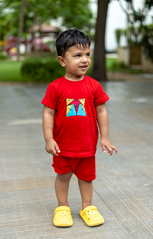 Boys Nostalgia 100% Cotton Clothing Set - Red