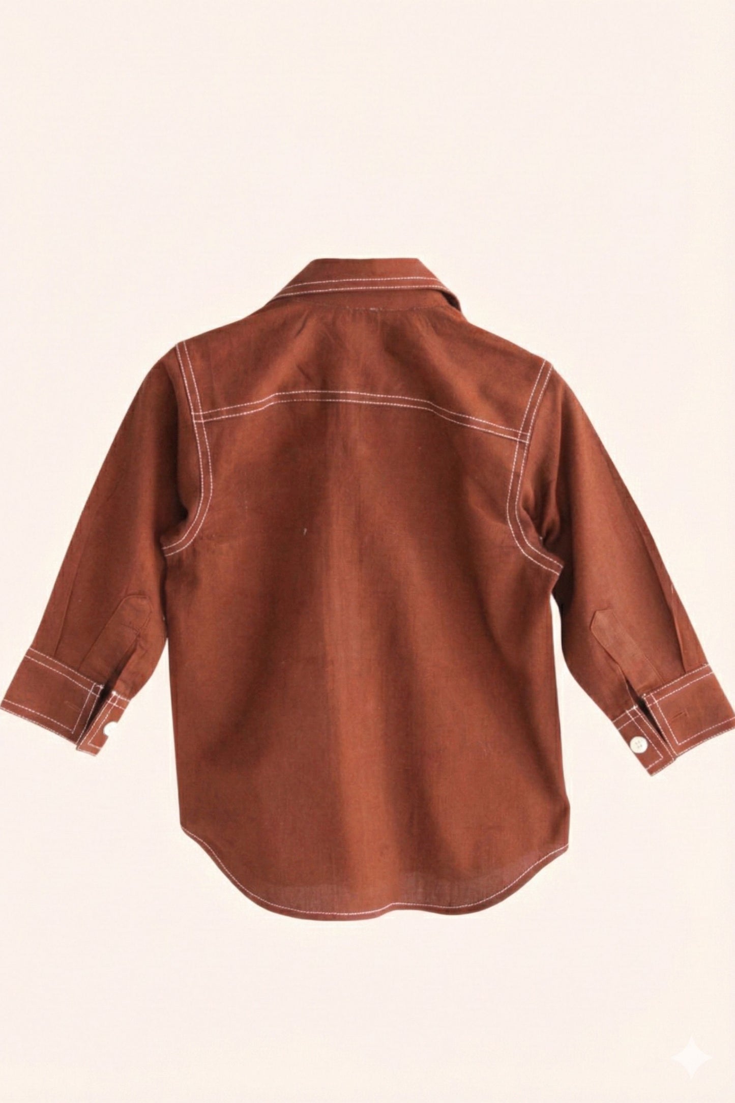 Boys Rebel Pure Cotton Shirt with Korean Pants - Rust & Navy