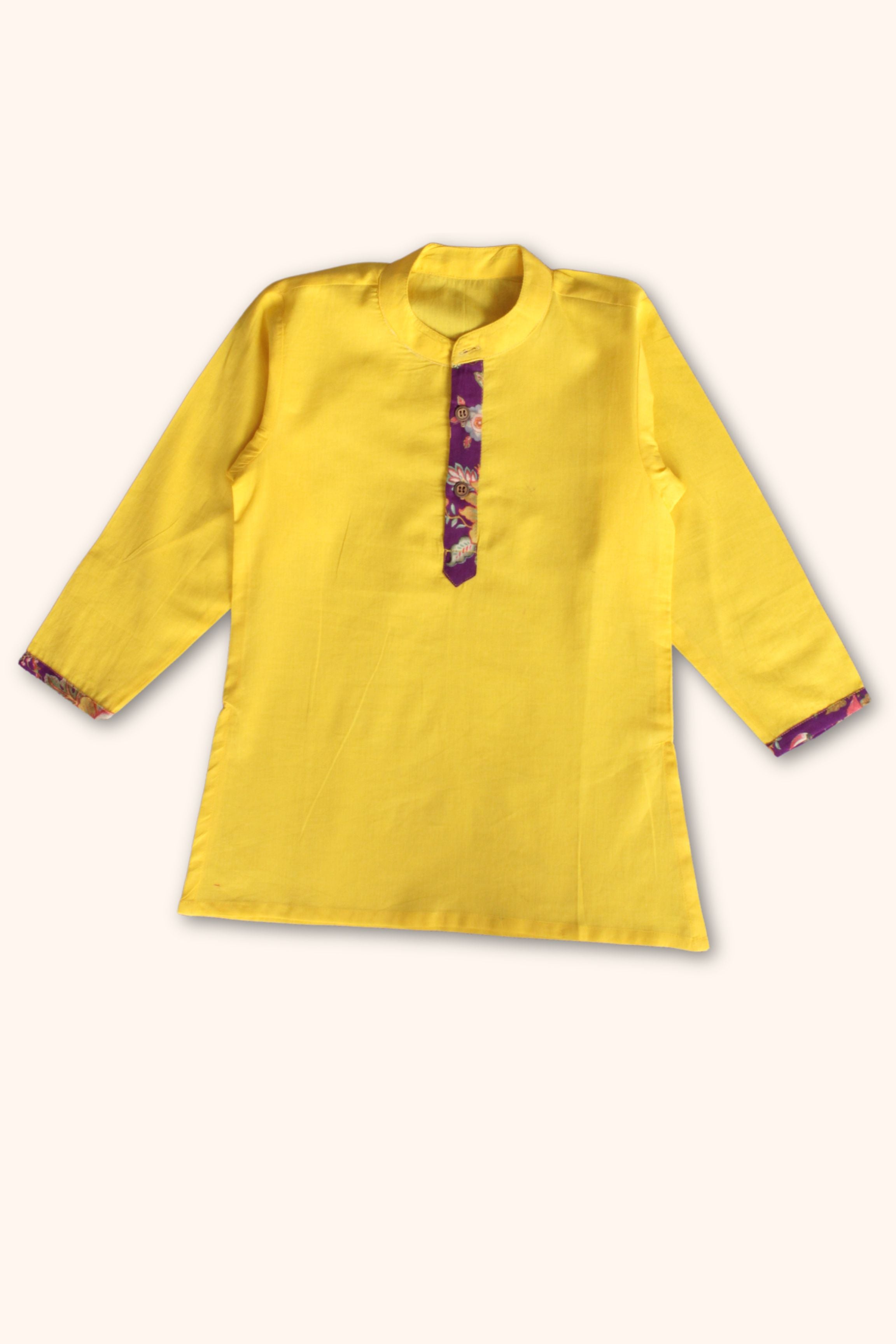 Boys Kesari Kurta Pant & Jacket 3 piece ethnic clothing set - Purple