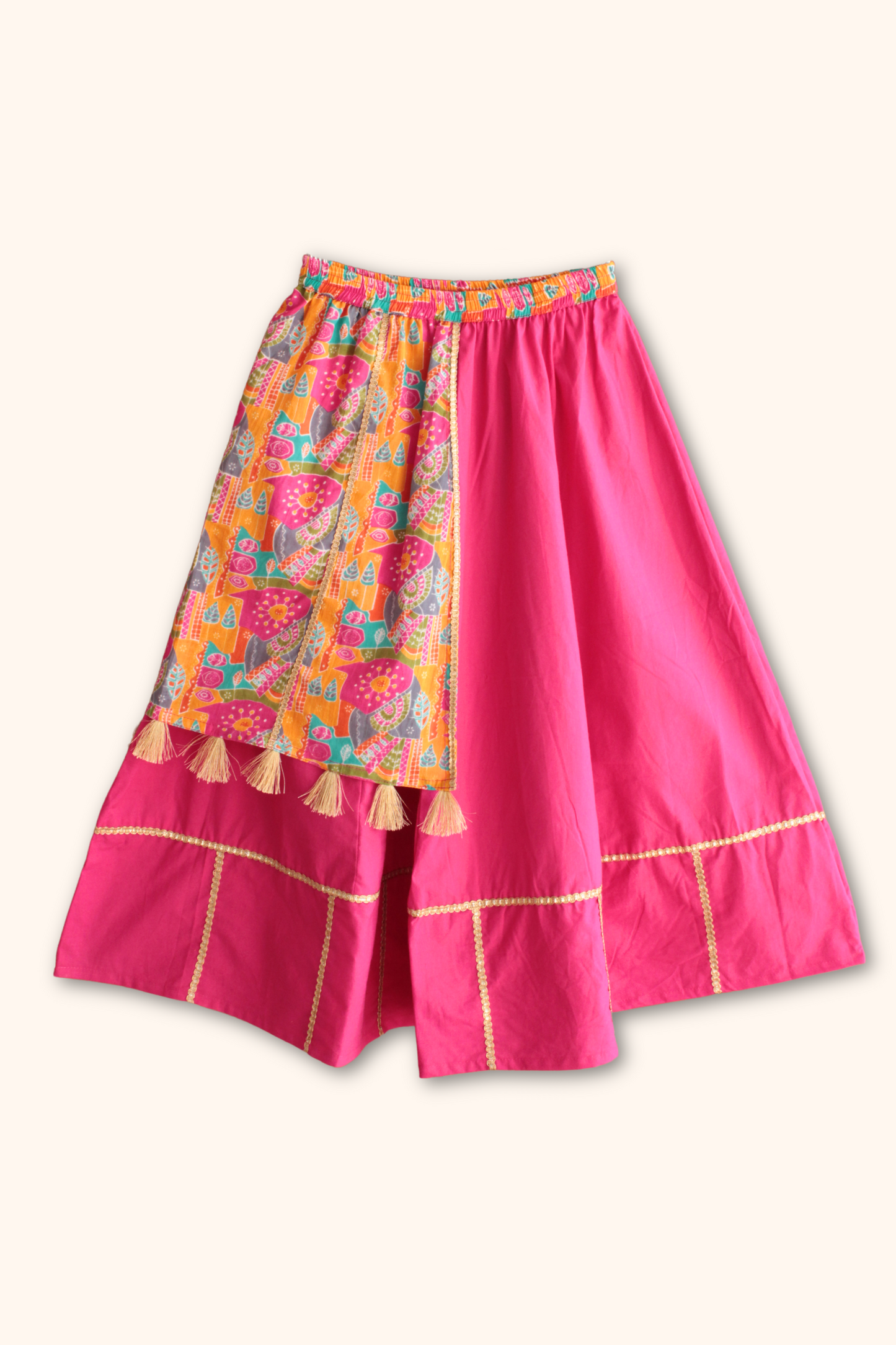 Girls Dholna Pure Cotton Chaniya Choli Ethnic Clothing set - Pink