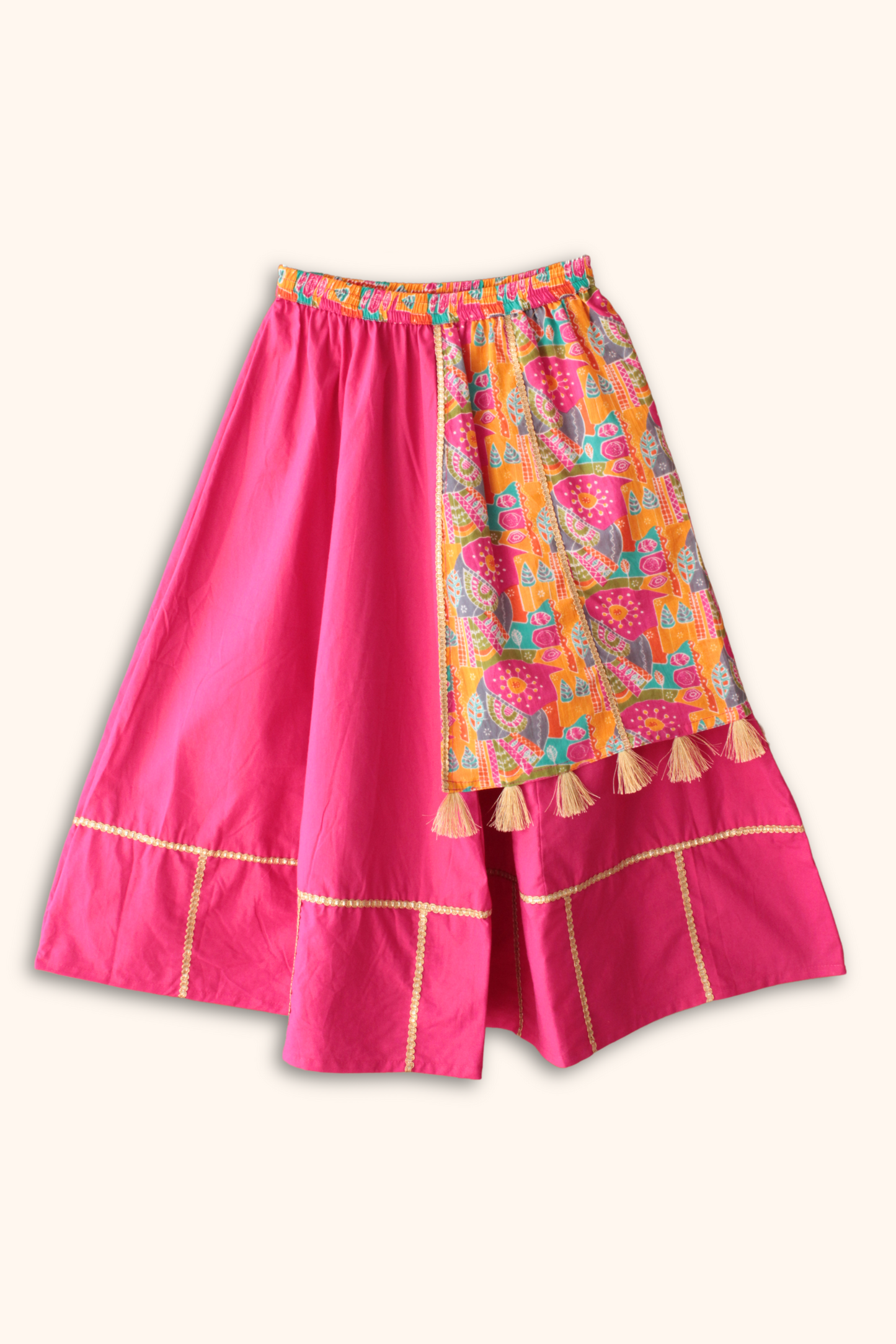 Girls Dholna Pure Cotton Chaniya Choli Ethnic Clothing set - Pink