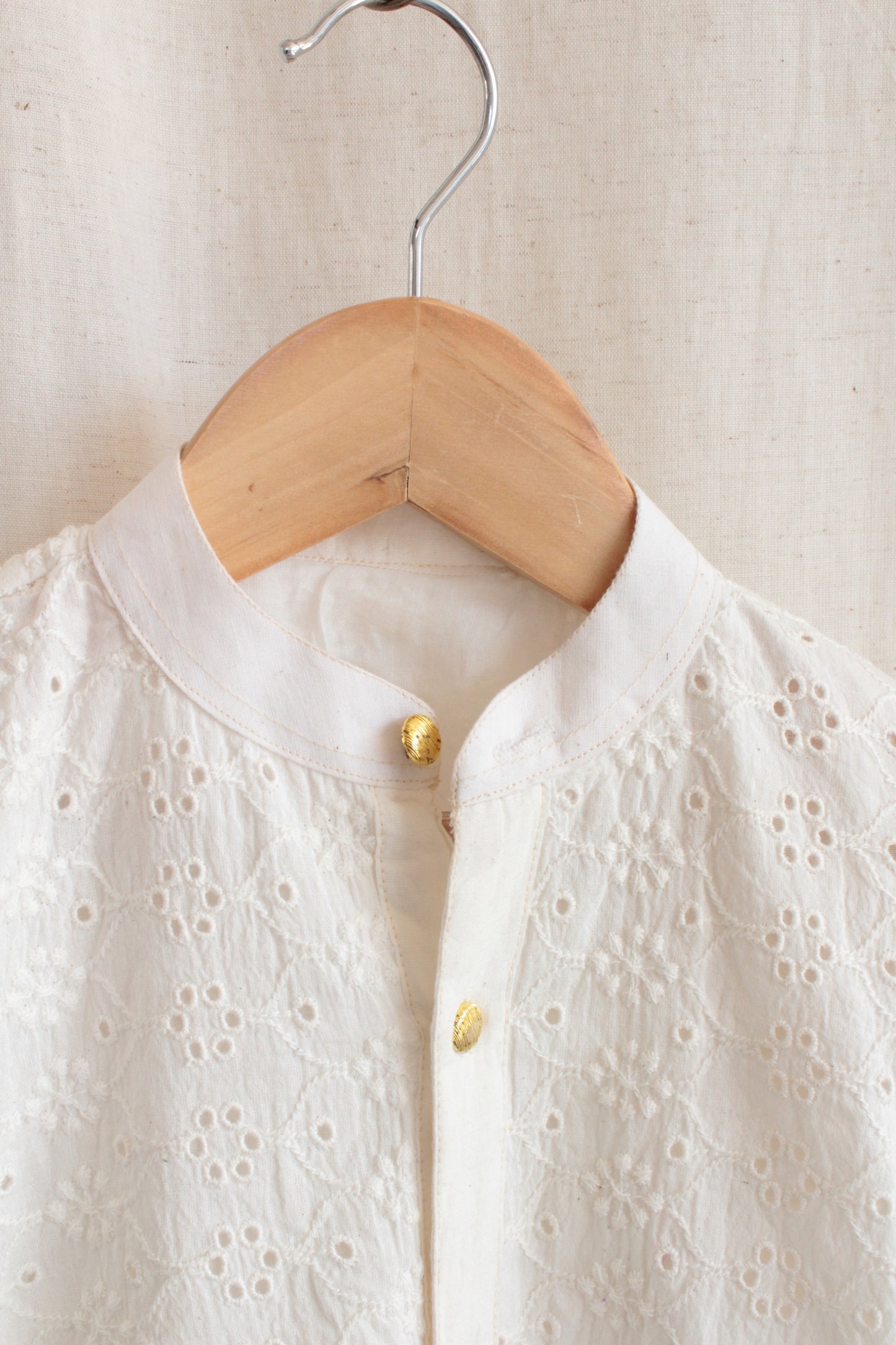 Boys Mubarak Schiffli embroidered Kurta with Salwaar set - Ivory White