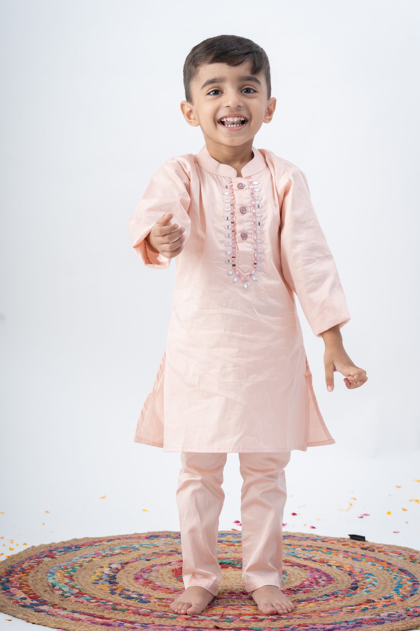 Boys Sitara Kurta Pant ethnic clothing set - Dust Pink