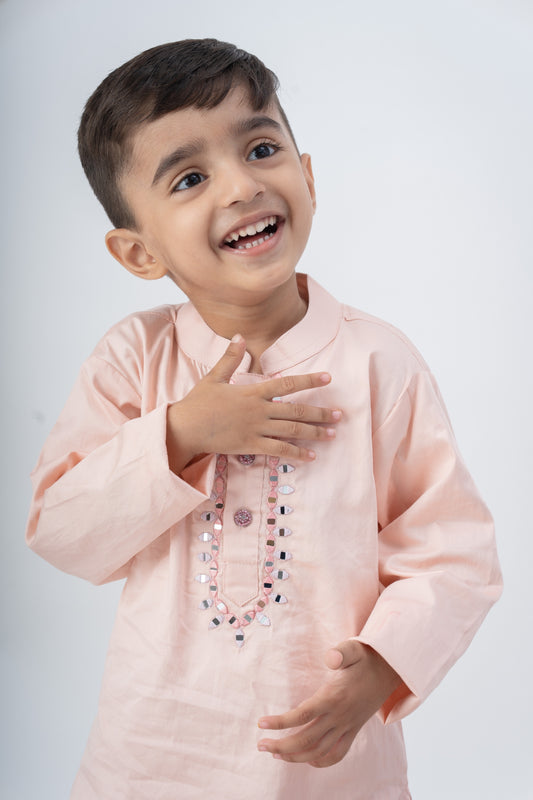 Boys Sitara Kurta Pant ethnic clothing set - Dust Pink