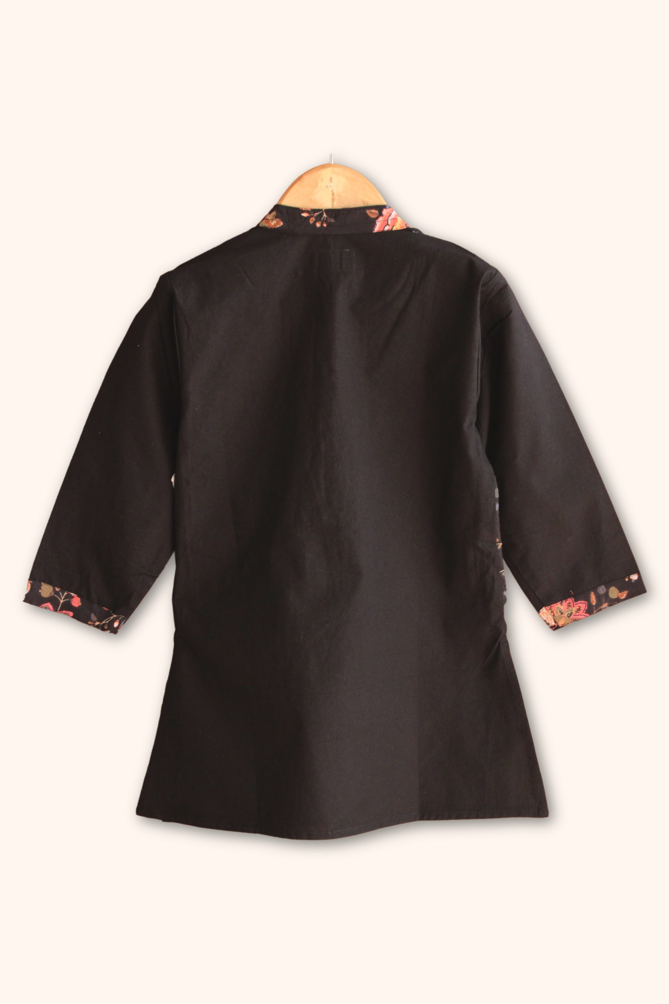 Boys Dholna Kurta Pant & Jacket 3 piece ethnic clothing set - Black