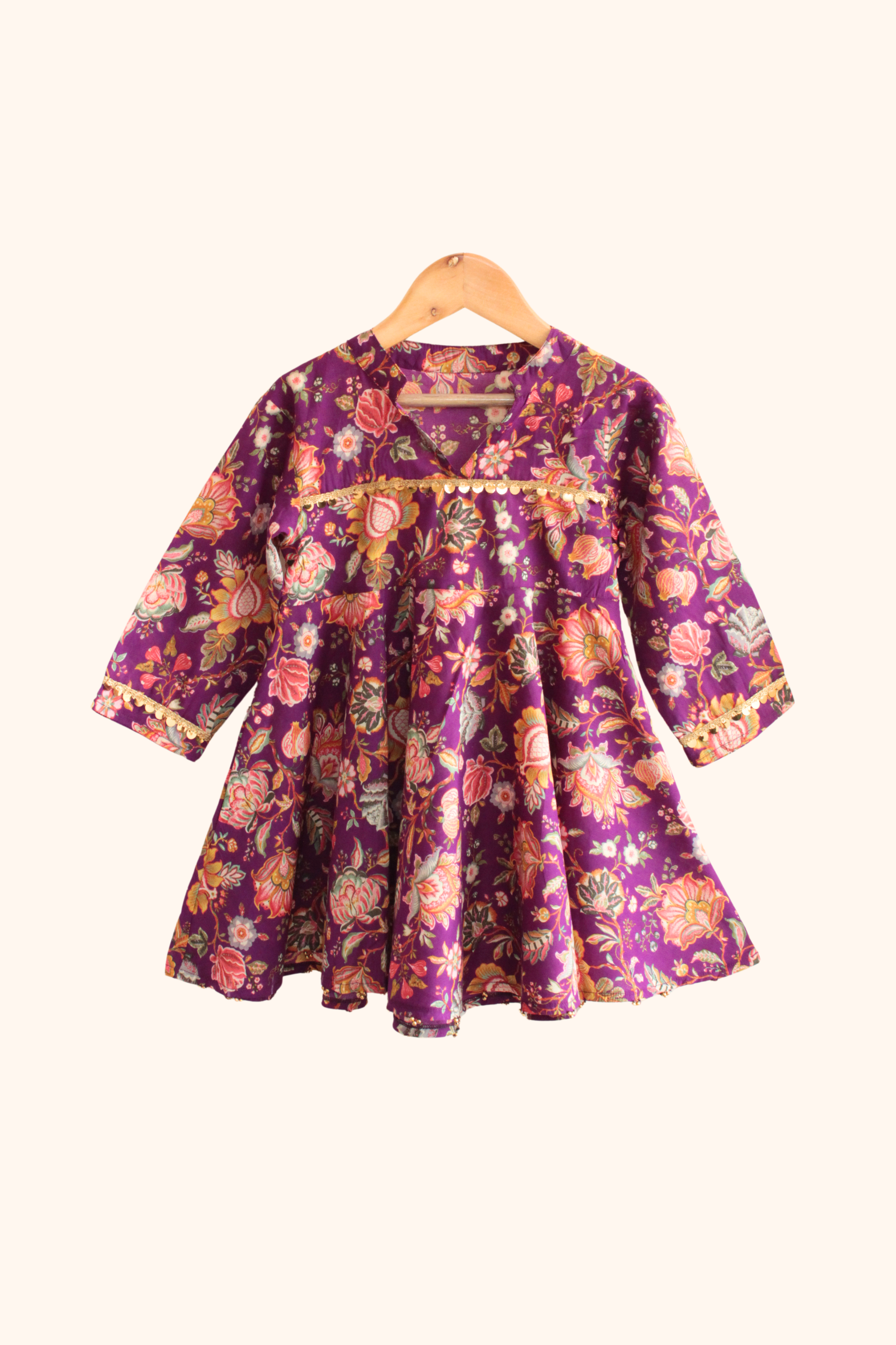 Girls Kesari Pure Cotton Ethnic Clothing Set - Purple