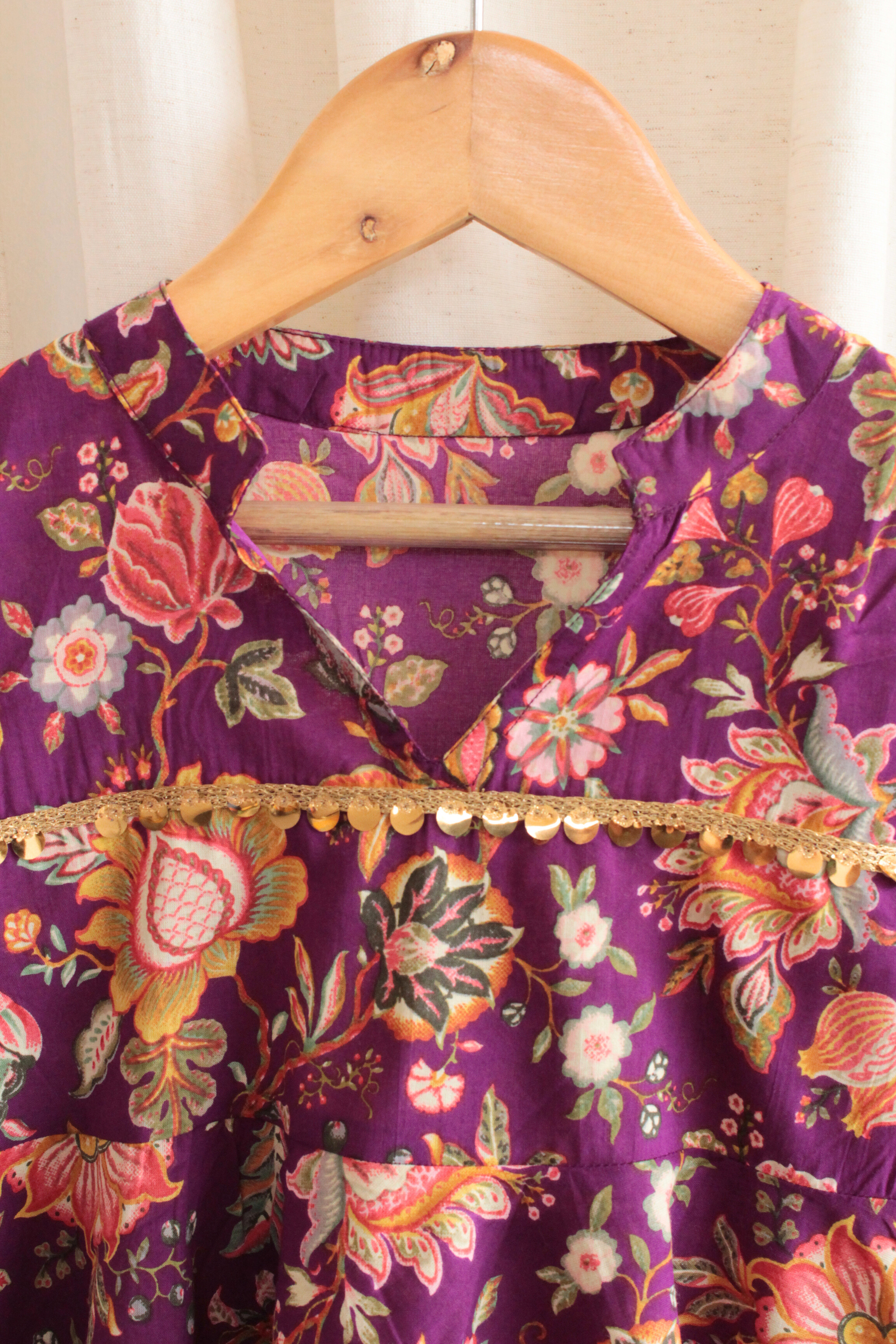 Girls Kesari Pure Cotton Ethnic Clothing Set - Purple