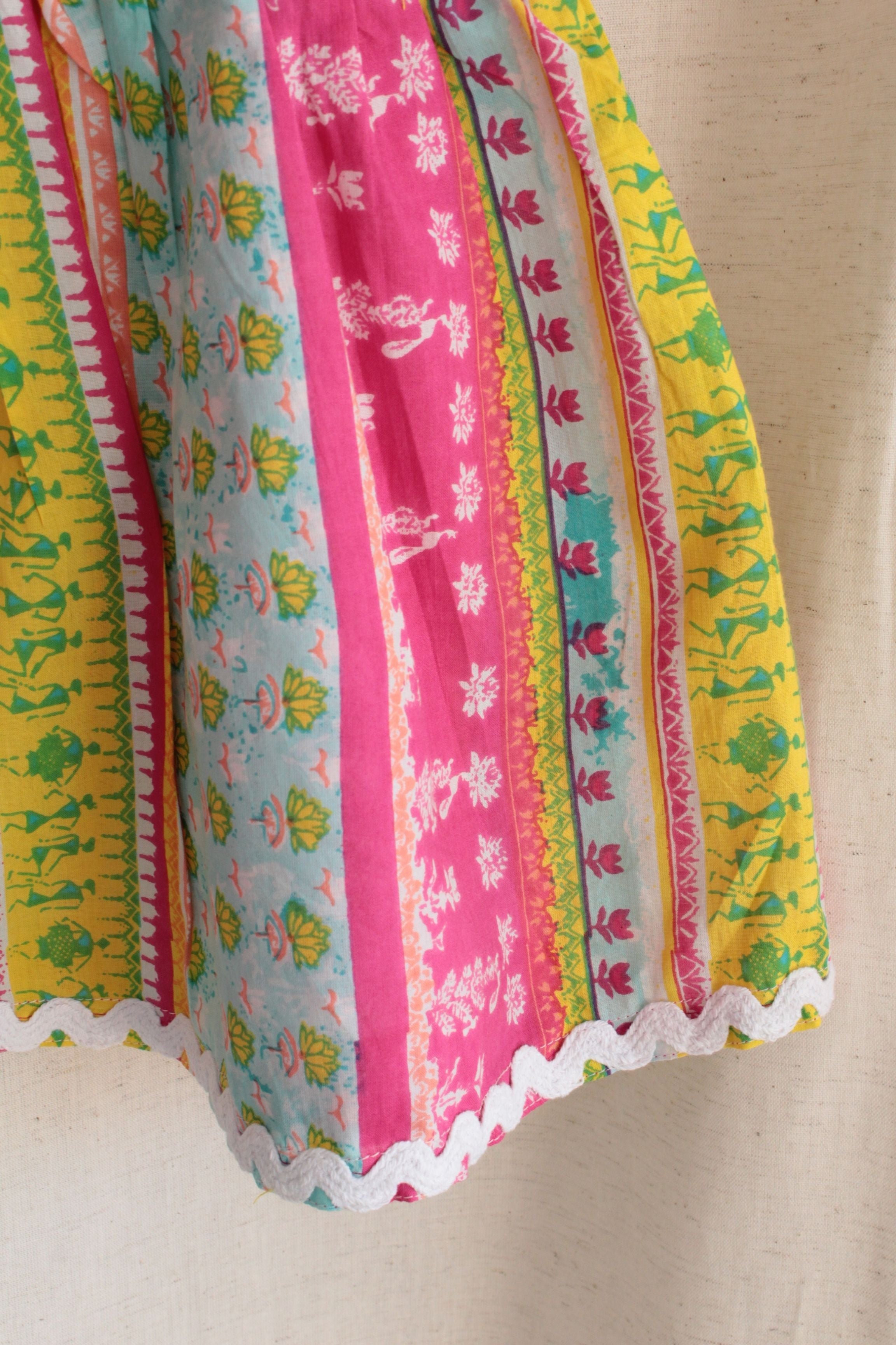 Girls Coral Pure Cotton Clothing Set - Green / Sky Blue