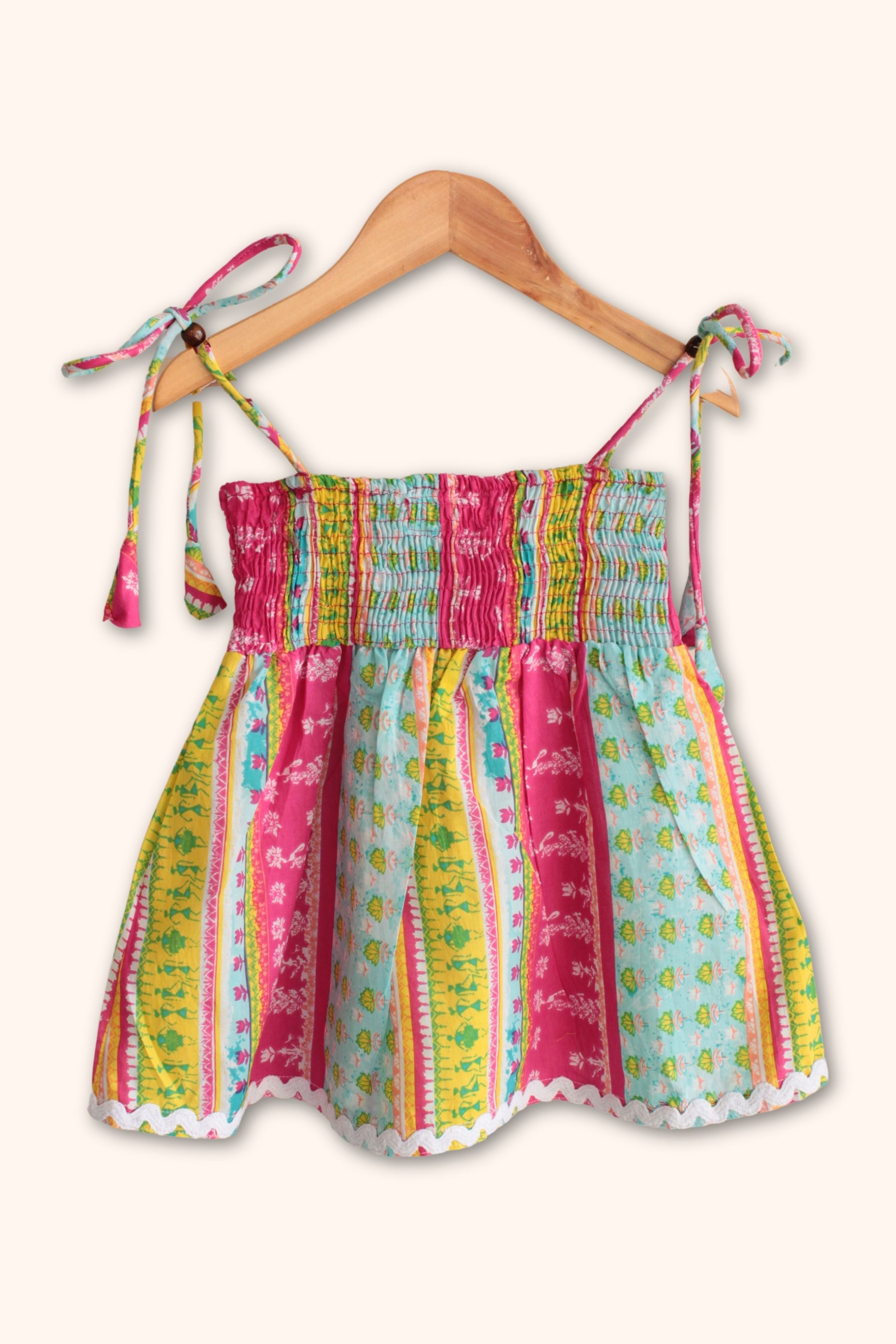 Girls Coral Pure Cotton Clothing Set - Green / Sky Blue
