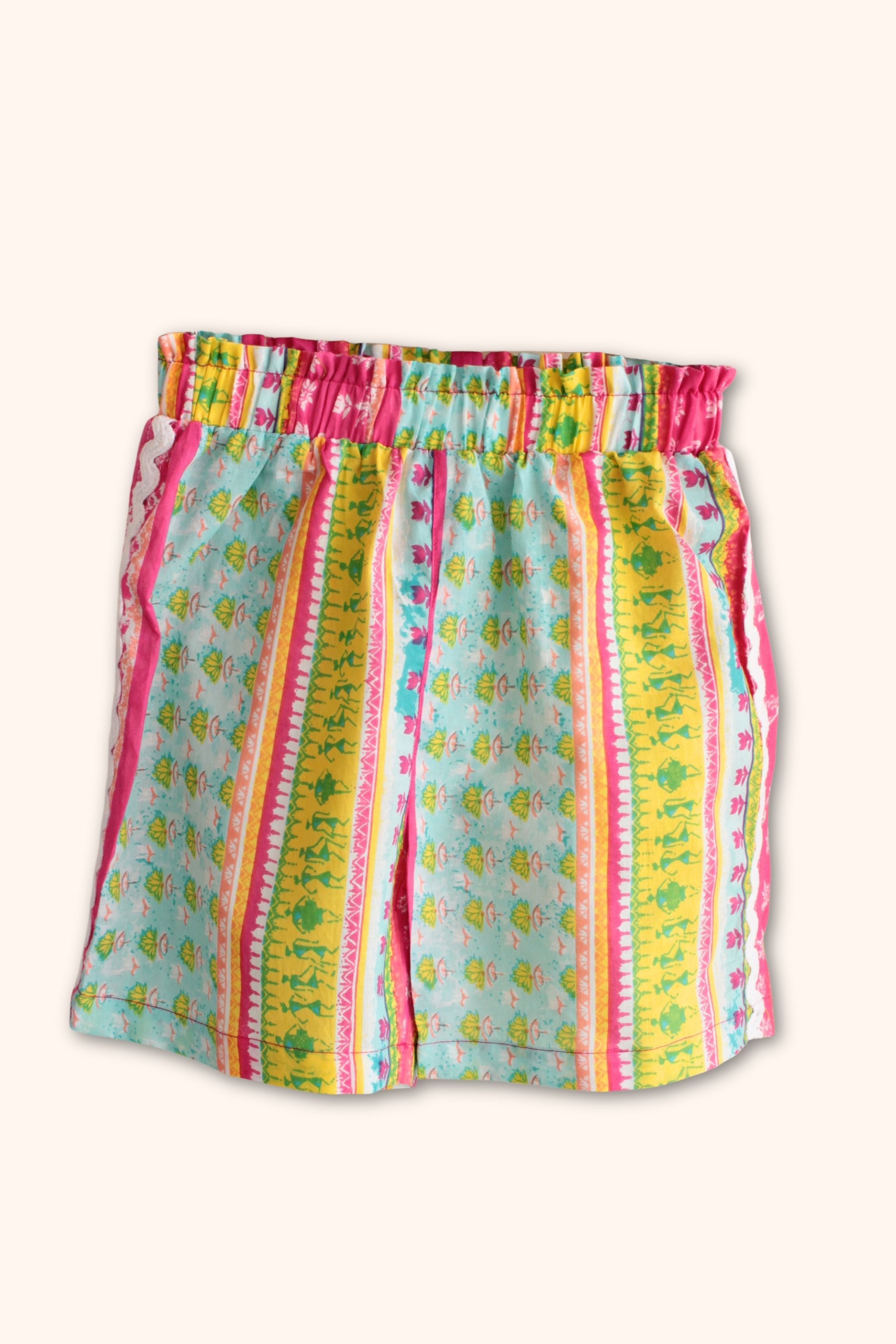 Girls Coral Pure Cotton Clothing Set - Green / Sky Blue