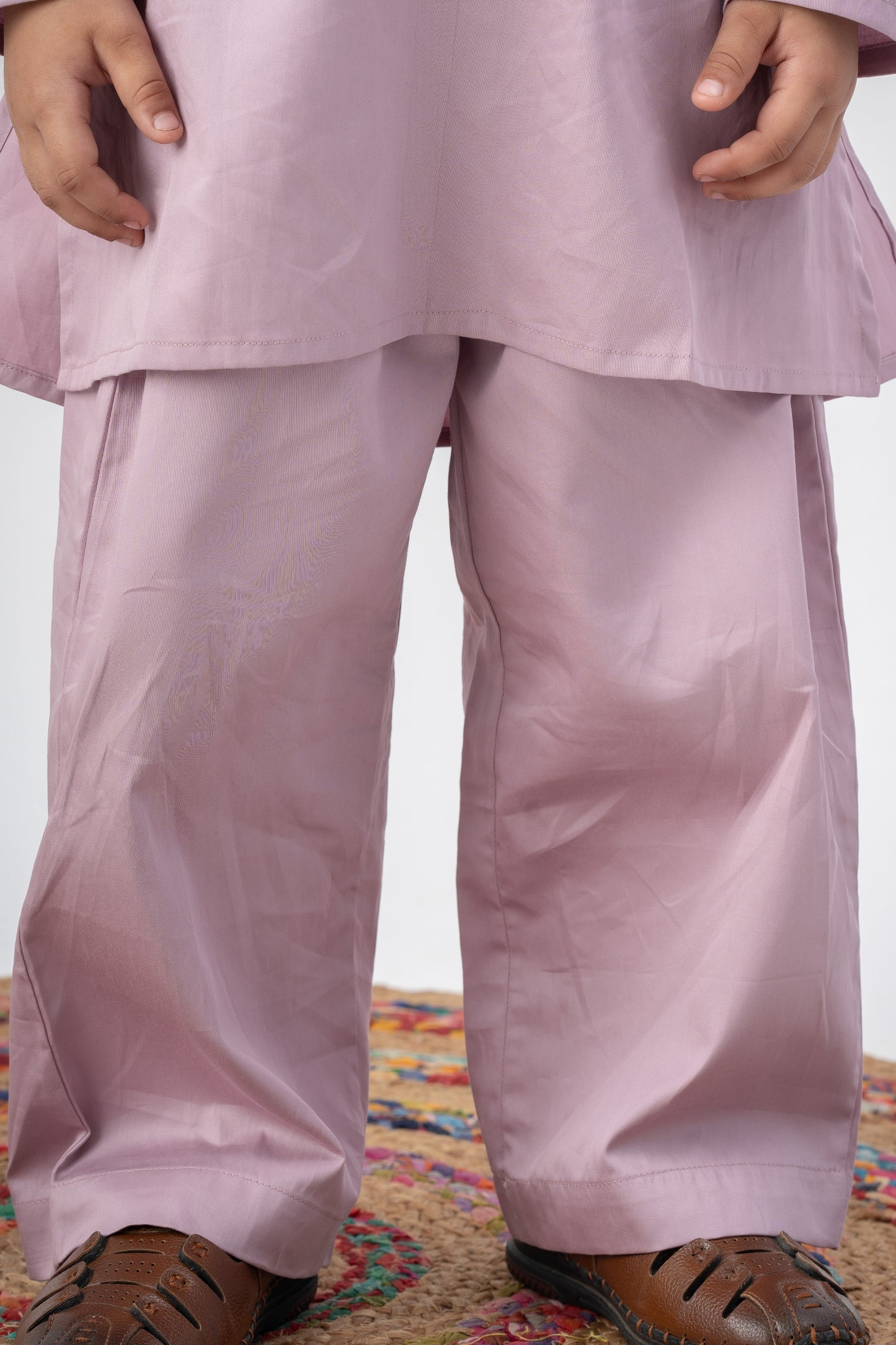 Boys Rajwada Kurta Pant ethnic clothing set with open Jacket - Lilac