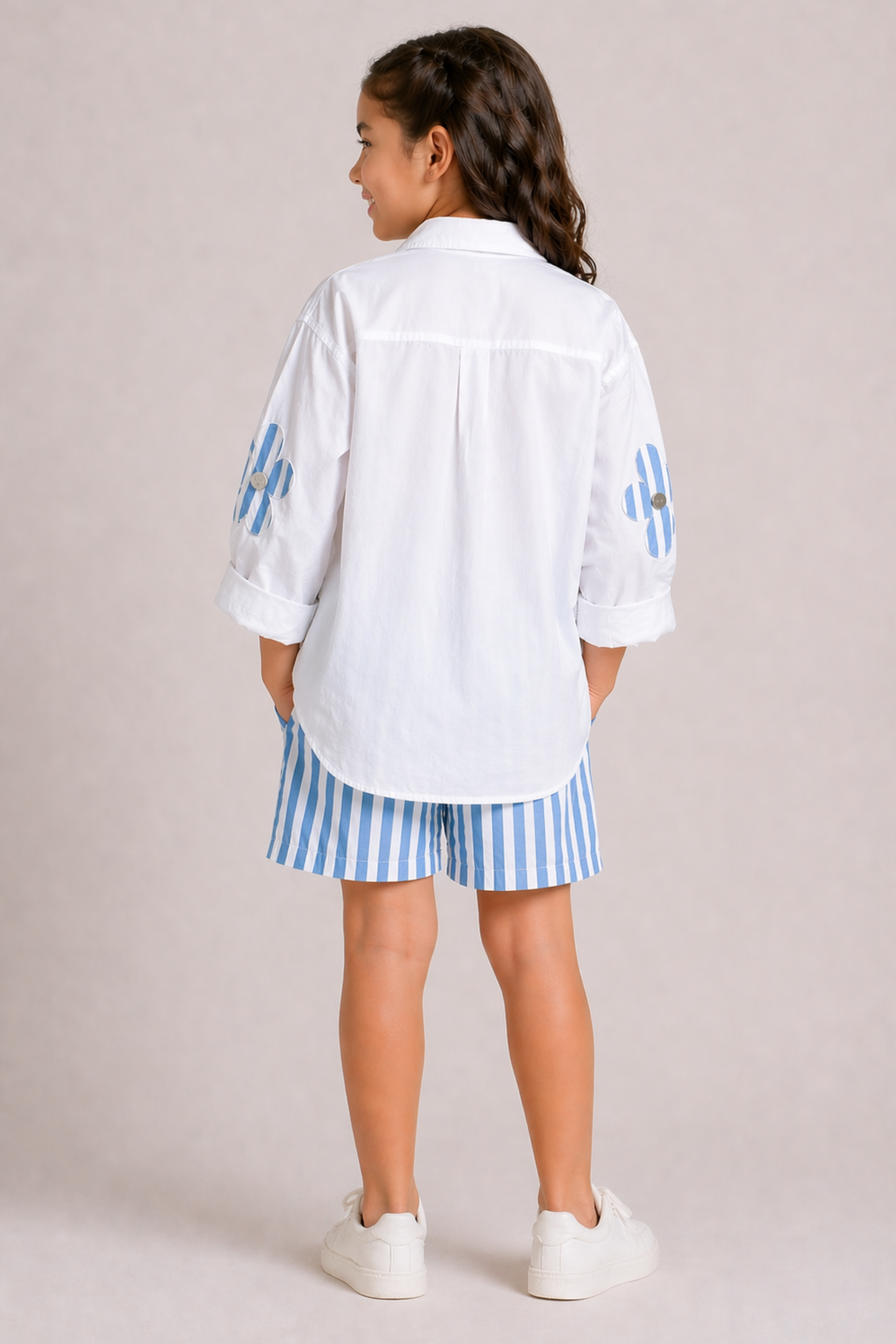 Girls Miro Pure Cotton clothing set - White & Blue