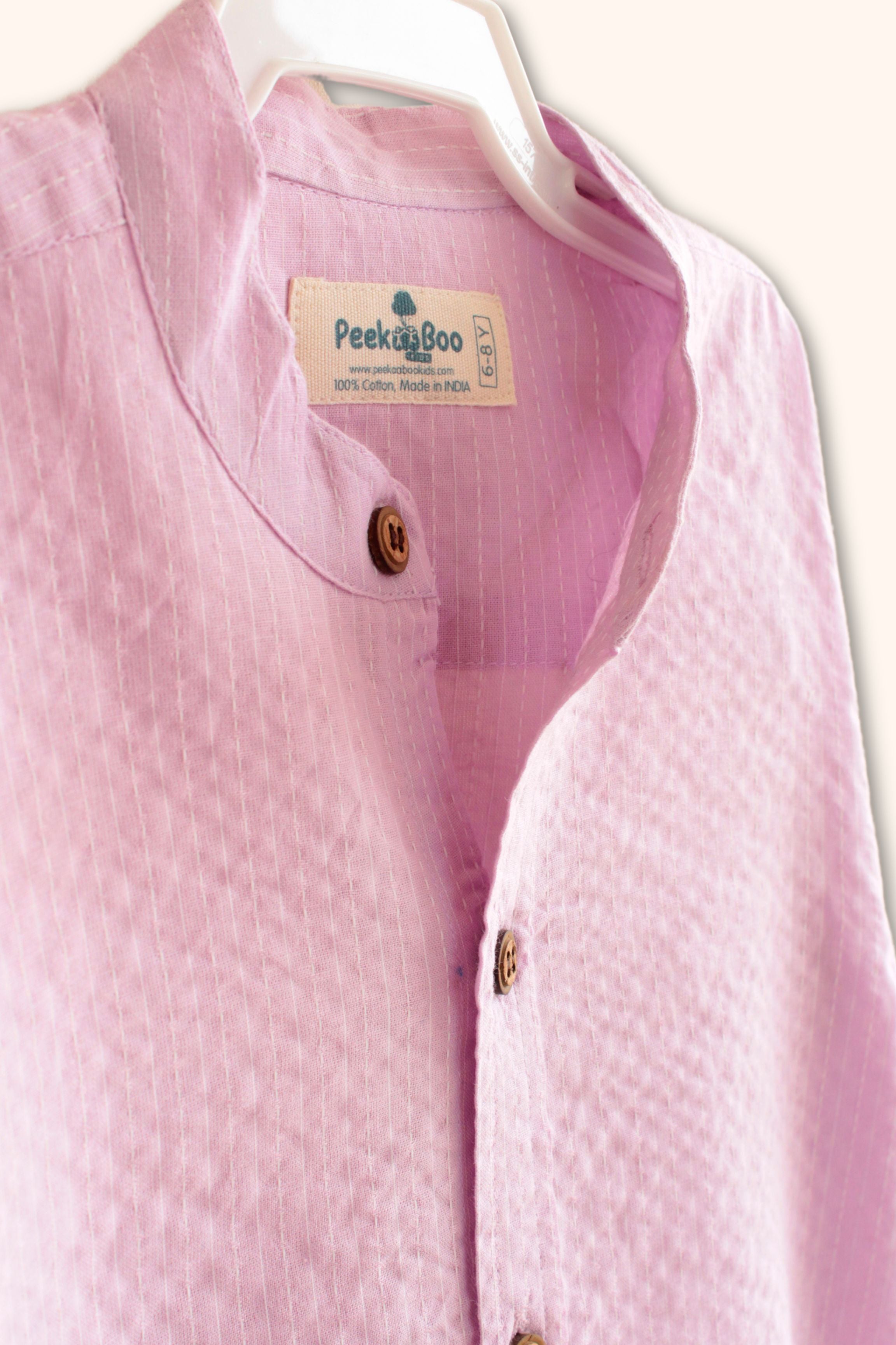Boys Pure Cotton Shirt - Yellow/Mauve