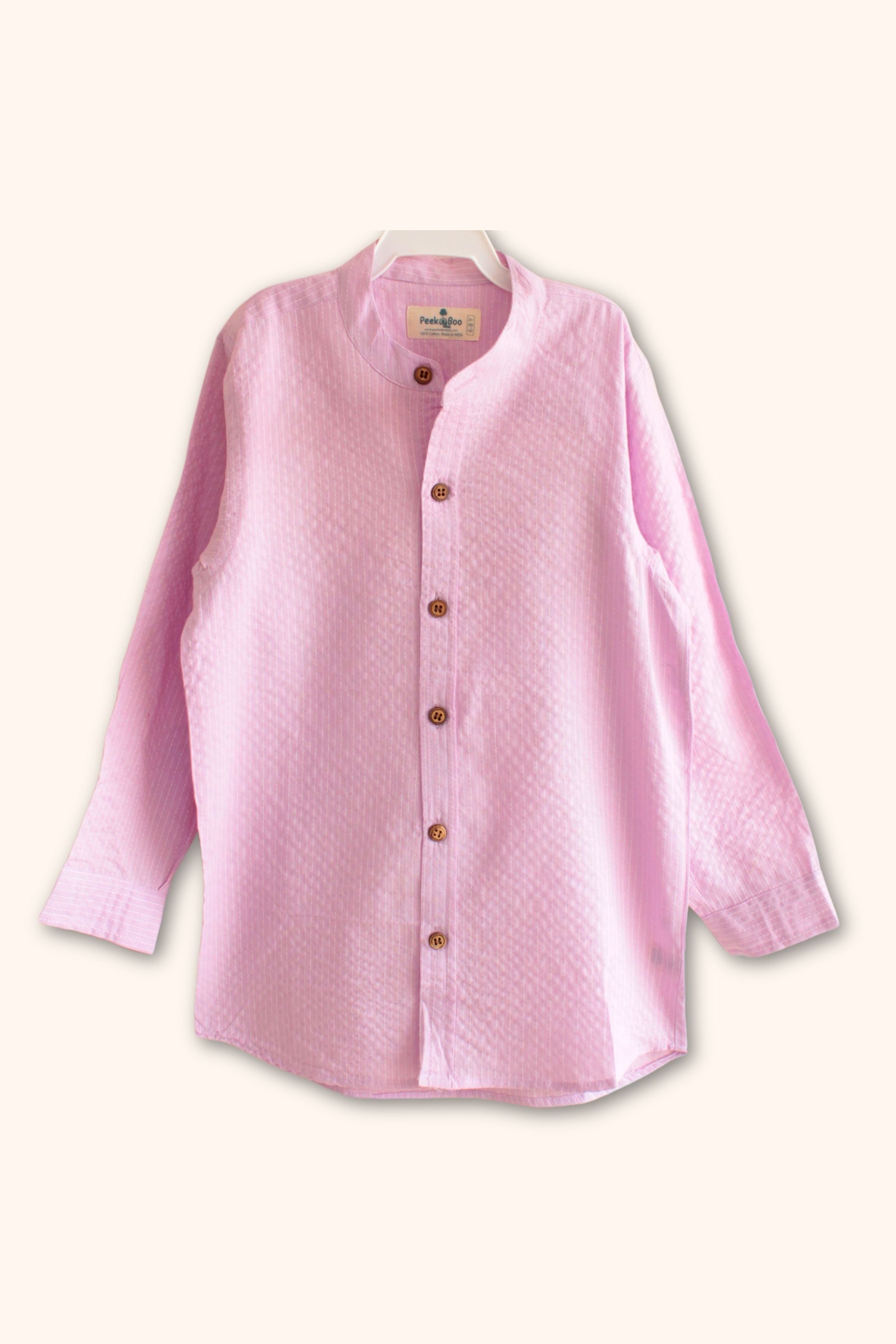 Boys Pure Cotton Shirt - Yellow/Mauve